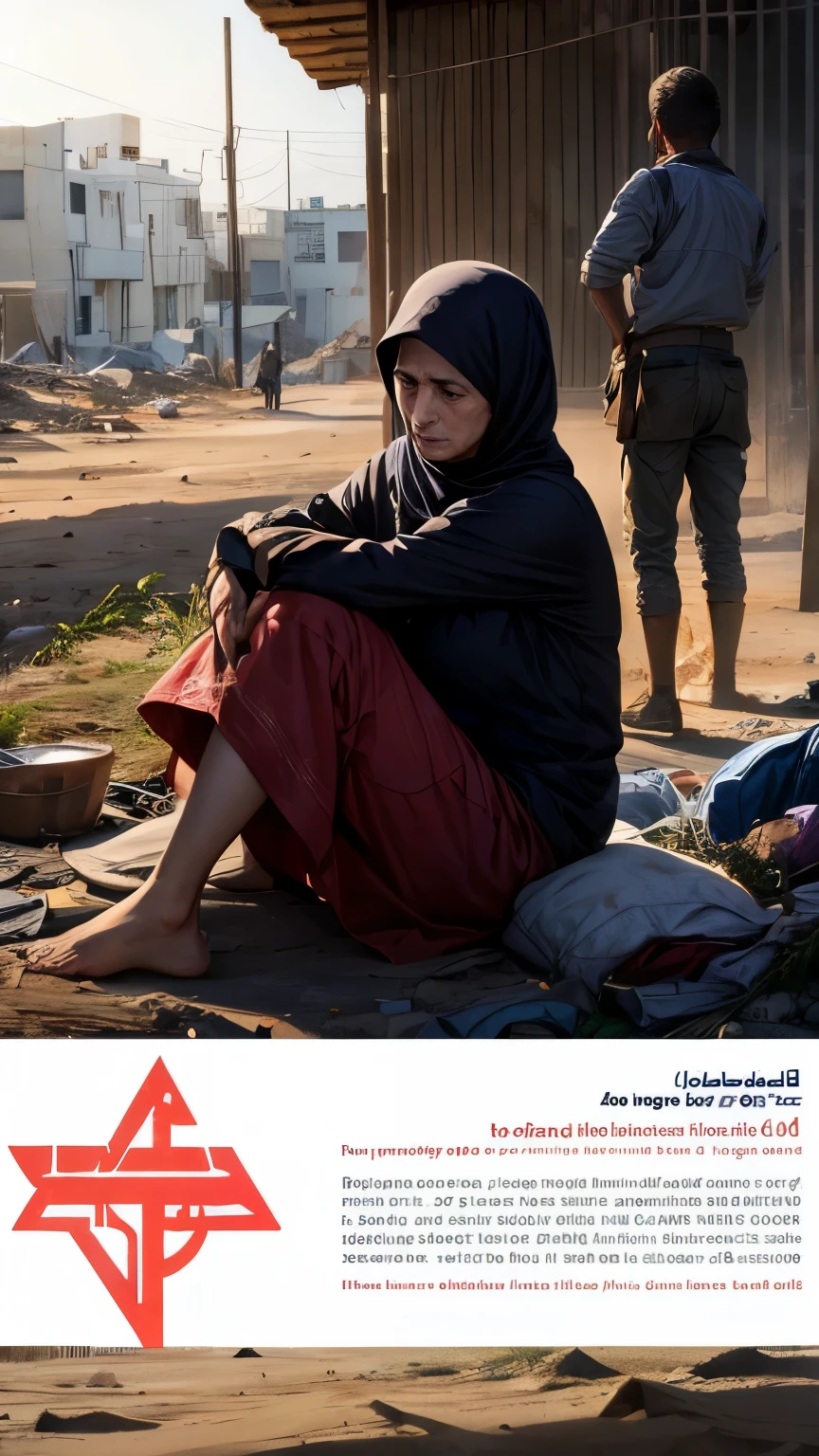 Make a poster on the hardship of the people on land with reference to the Gaza refugees.