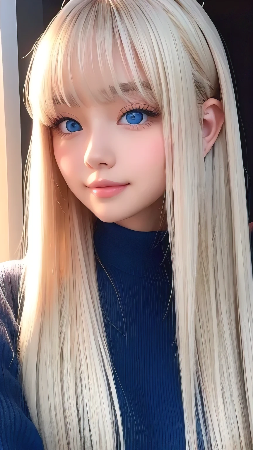 Extraordinary sexy beauty、beautiful, A kind and bright expression、Sexy and refreshing impression、Perfect beautiful Pretty face、Super long ponytail、Bangs that cover the eyes、Facial hair、Super long, Shine mystically、Natural straight platinum blonde hair、beautiful facial hair、very cute、beautifully、Sexy ugly little woman、So perfect and beautiful, Pretty face、Big Breasts, Very beautiful, Bright Blue Eyes,、Very white, like々Brighter skin、Small Face Beauty、Round face