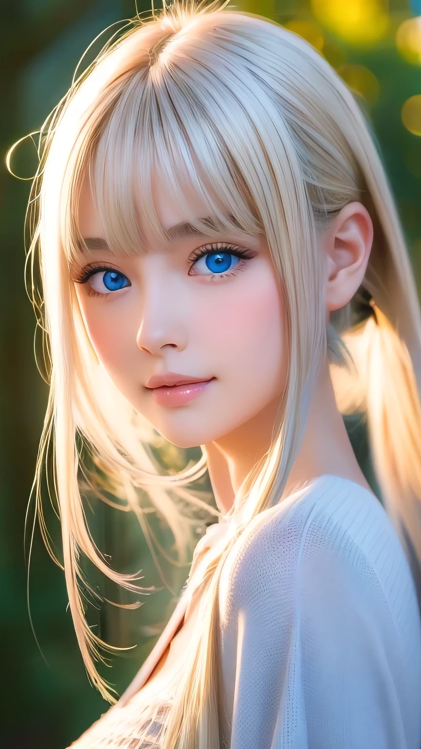 Extraordinary sexy beauty、beautiful, A kind and bright expression、Sexy and refreshing impression、Perfect beautiful Pretty face、Super long ponytail、Bangs that cover the eyes、Facial hair、Super long, Shine mystically、Natural straight platinum blonde hair、beautiful facial hair、very cute、beautifully、Sexy ugly little woman、So perfect and beautiful, Pretty face、Big Breasts, Very beautiful, Bright Blue Eyes,、Very white, like々Brighter skin、Small Face Beauty、Round face