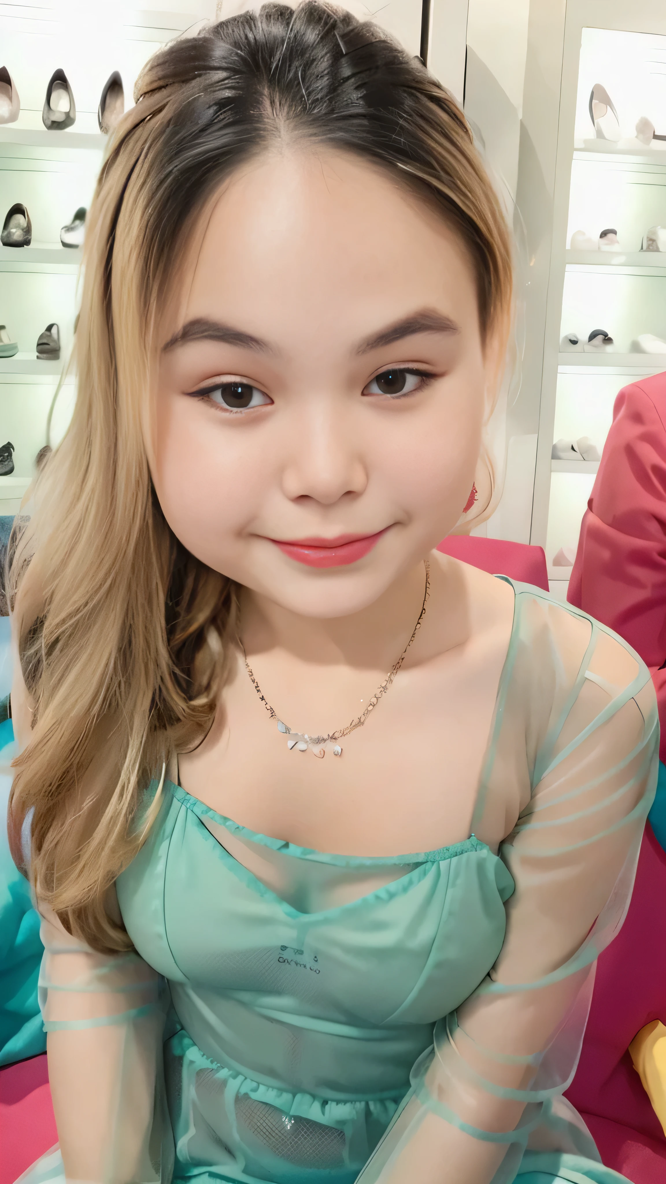 19 year old girl, (sheer Summer dress, see-through:1.2), (Face Focus) ,   hair scrunchie,  , (High color saturation:1.0),  (highlydetailed skin), (Best Quality:1.0), (超A high resolution:1.0) ,(photographrealistic:1.0), (ultra-detailliert:1.0), (8K, Raw photo:1.1), (Smile:0.7), full body