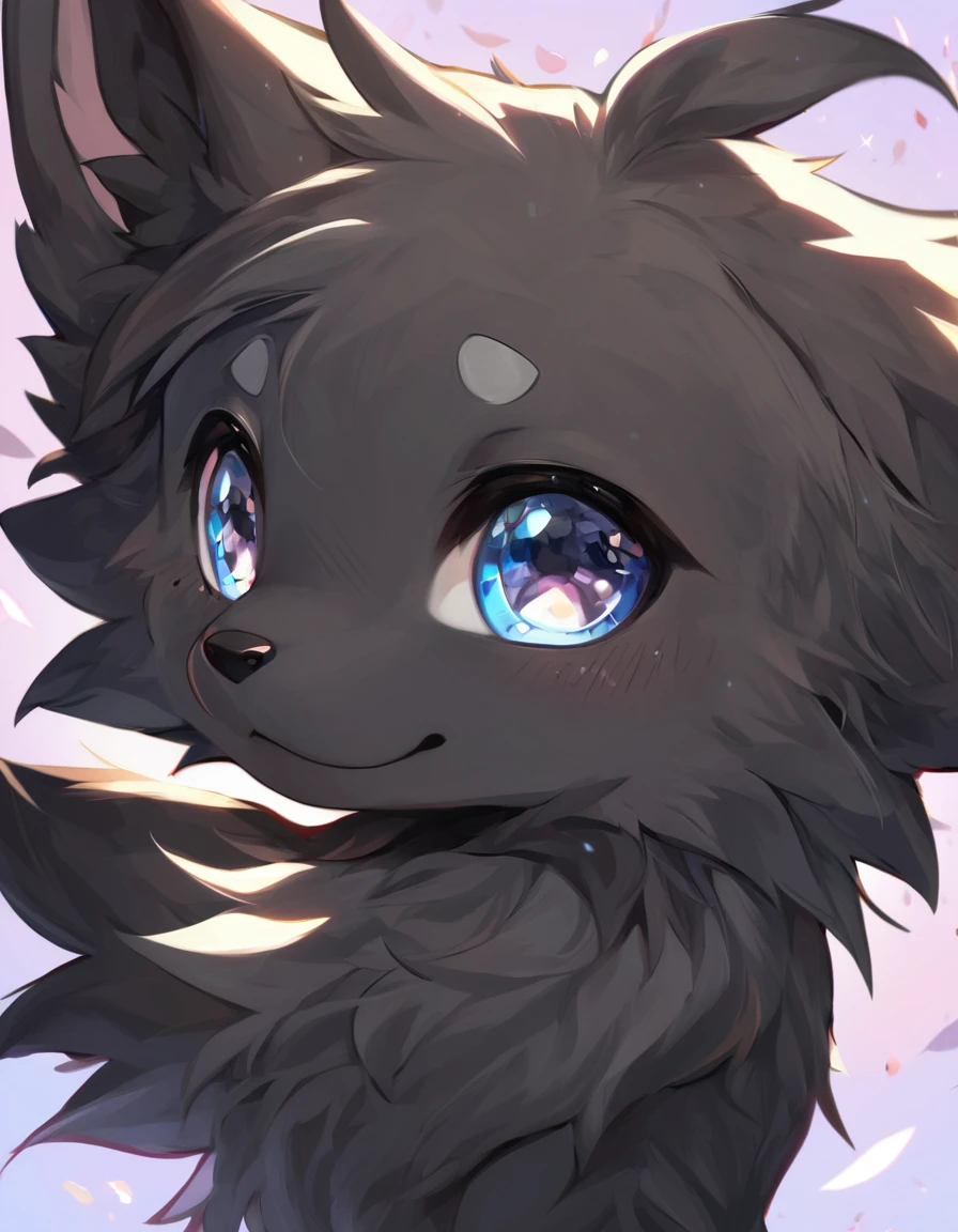 a beautiful black dog, anime, high quality, detailed fur, expressive eyes, cute pose, digital art, png format