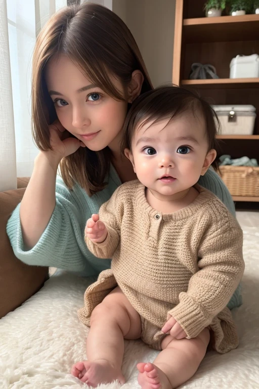 Caucasian、female、Brown Hair、baby