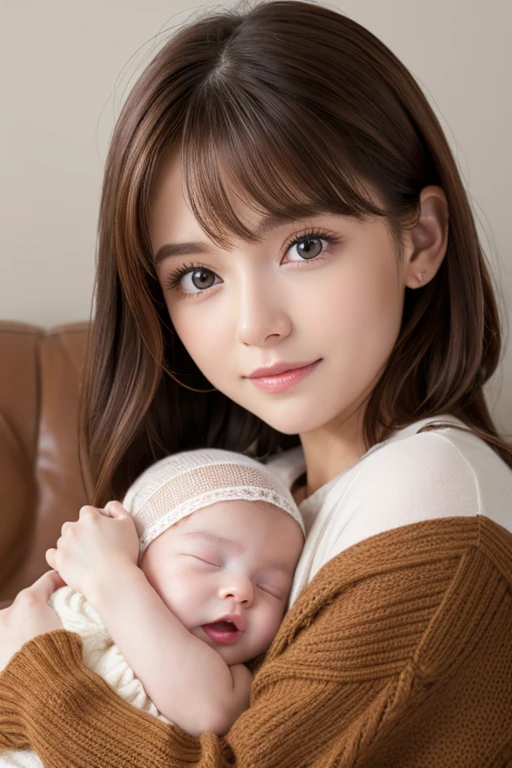 Caucasian、female、Brown Hair、baby