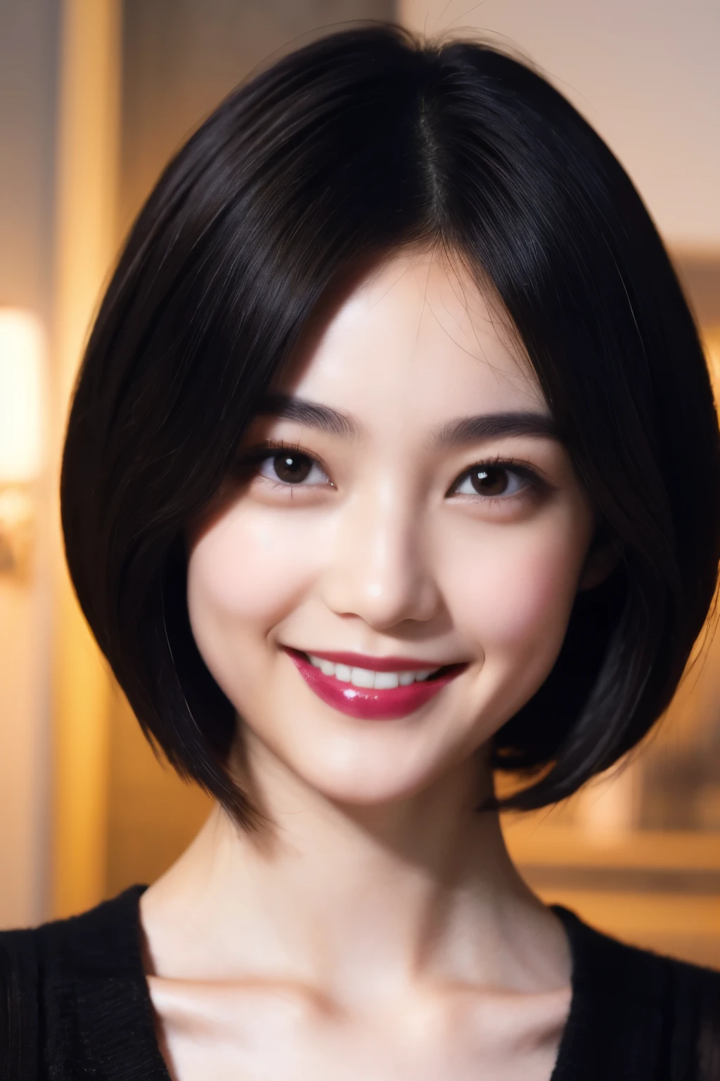239 20-year-old female, short hair,A kind smile, lipstick