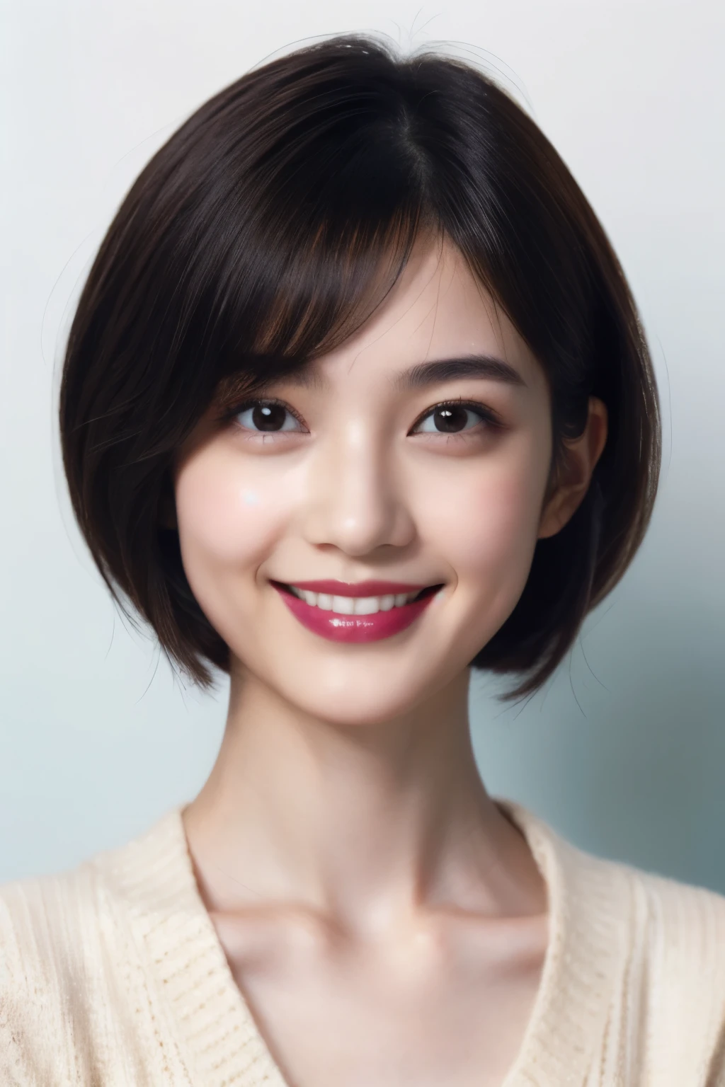 239 20-year-old female, short hair,A kind smile, lipstick