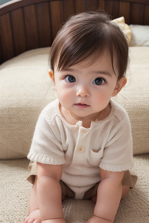 Caucasian、female、Brown Hair、baby