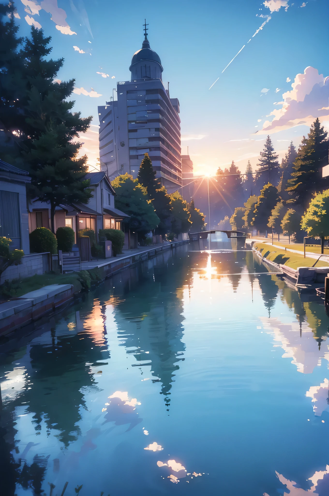 High quality masterpiece, landscape, pastoral landscape,Pixiv, Concept Art, Lofi Art style, reflection. by makoto shinkai, Lofi Art, Beautiful anime scene, break Anime landscape, detailed landscape — width 672, in Makoto Shinkai'style, Makoto Shinkai'style, Enhanced detailed, break,detailed,Realistic,Highly detailed digital art in 4K,Octane Rendering, Bioluminescent, break 8K resolution Concept Art, realism,From Mappa Studio,masterpiece,highest quality,Official Art,shape,Clear lines,(Nice_color),Perfect composition,Absurd, Fantasy,concentrate,Three-part method