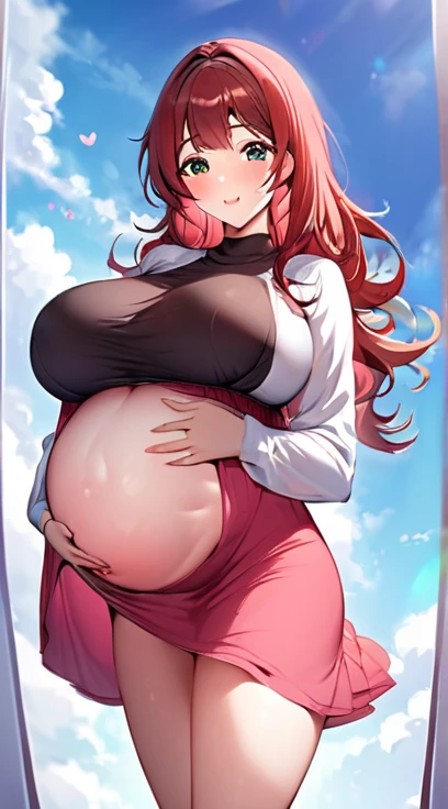 Pregnant woman, pregnant belly, multiple births, big breasts