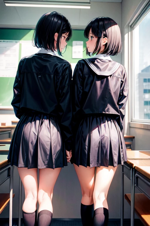 Two  girls，Equal height，In the classroom，Black Short Hair，向かい合ってGazing at each other、when you touch、Interact&#39;&#39;between legses、Interact&#39;your genitals with your hands、Place one&#39;Hand in hand&#39;&#39;between legs，Two bodies approaching，Angry expression、Gazing at each other、Photo of the two of them、向かい合うPhoto of the two of them、Push each other&#39;Cat、Pussy to pussy、Completely naked、Full nudity、Big Breasts、Quite large、Lesbian、Lesbianのセックス、Depiction of sex、Lesbianの性行為、put Cats together、kiss、tongue、ディープkiss、エロいkiss、向かい合いながらkissしている、tonguetongue、kiss、kiss、Sexual activity between women、Sex between women