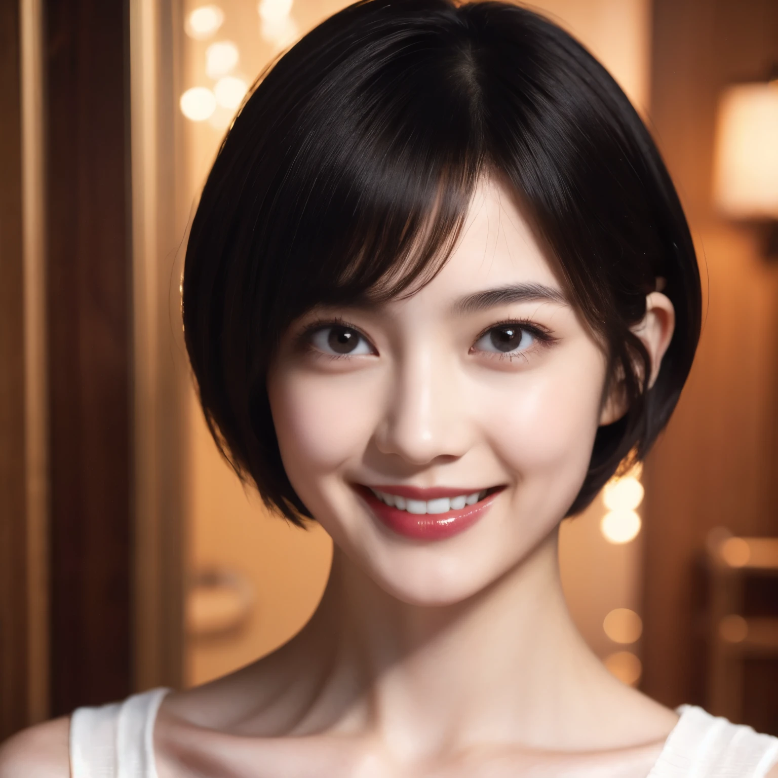 239 20-year-old female, short hair,A kind smile, lipstick