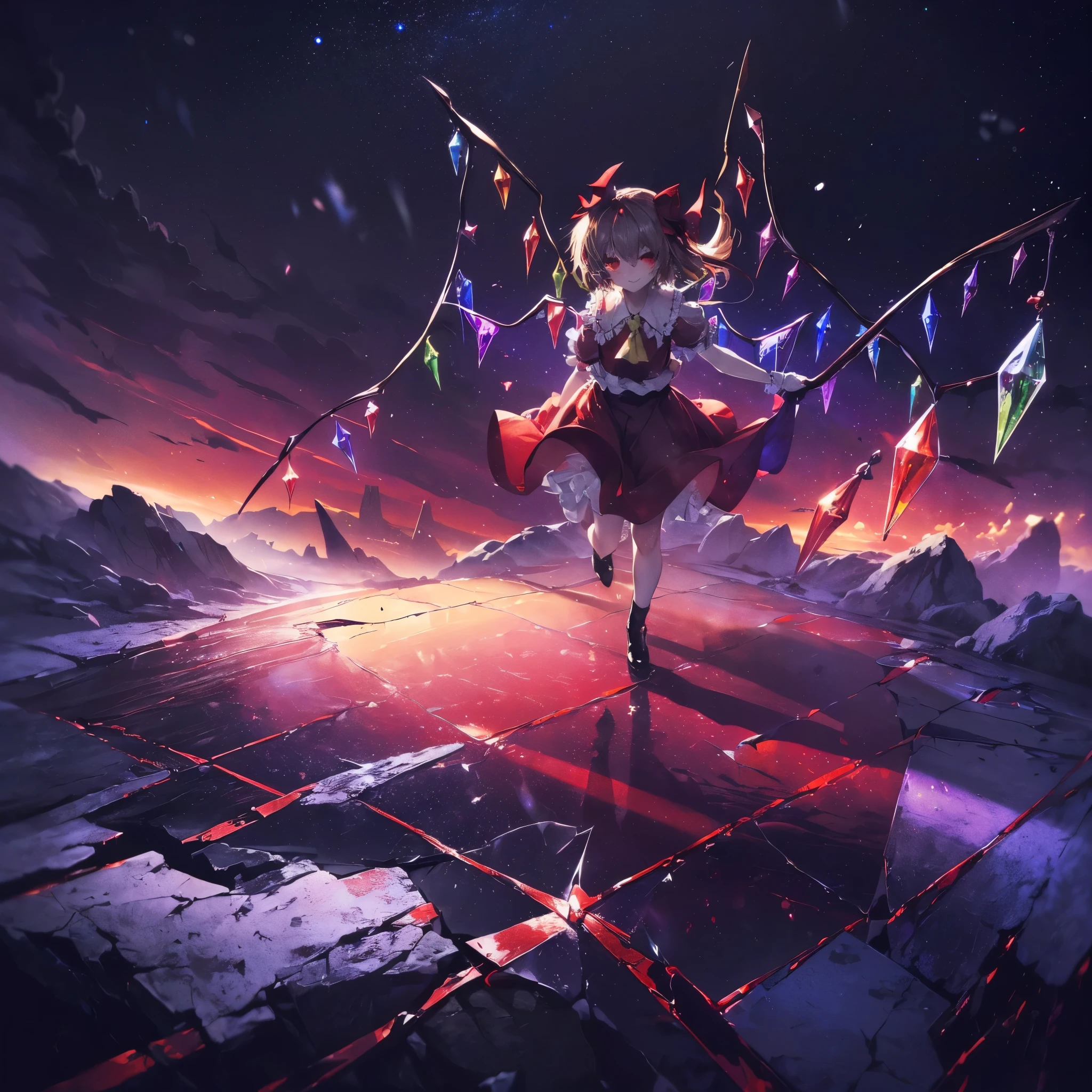 (((Fantasy　Flandre Scarlet)))　((Moonlit Night　star　smile　drop down　Catch the wind　End of the Galaxy　Broken glass　Have a black hole))　(Shining Background　Shining Edge)