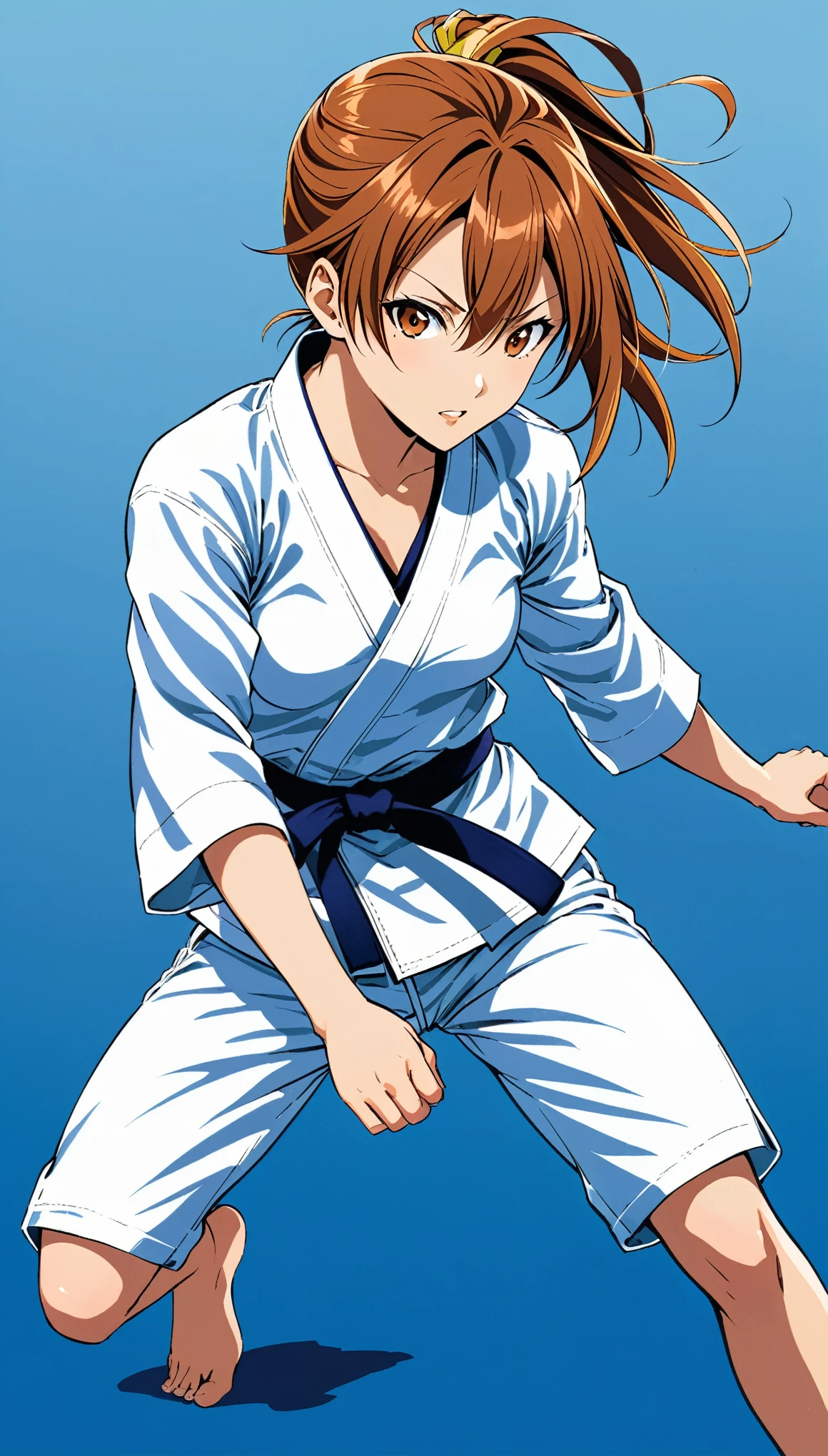 (in style of Takeshi Obata:1.3),
posing, dynamic action, expressive action,fighting,judo uniform girl,fullbody portrait of a girl,