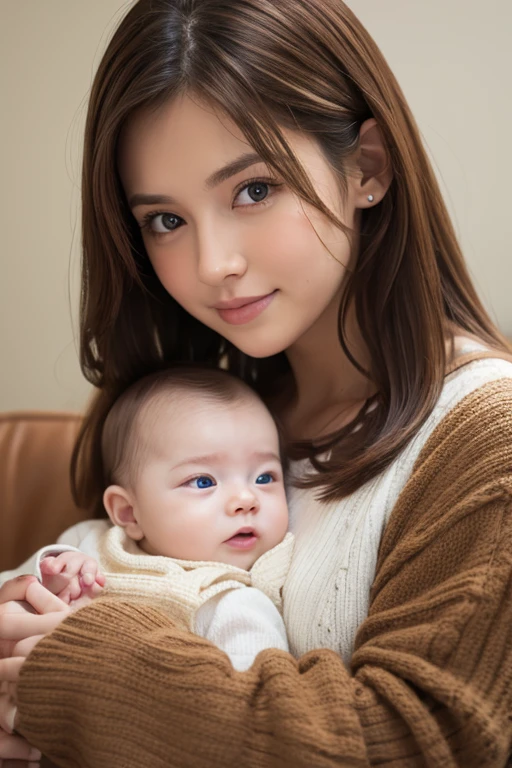 Caucasian、female、Brown Hair、Holding a 