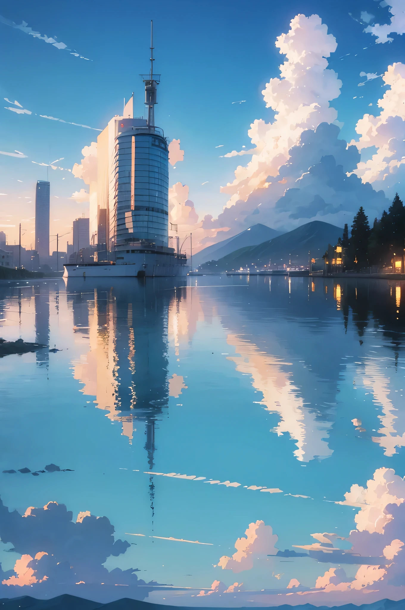 High quality masterpiece, Seascape,Pixiv, Concept Art, Lofi Art style, reflection. by makoto shinkai, Lofi Art, Beautiful anime scene, break Anime scenery, Detailed landscape — width 672, in Makoto Shinkai'style, Makoto Shinkai'style, Enhanced detailed, break,detailed,Realistic,Highly detailed digital art in 4K,Octane Rendering, Bioluminescent, break 8K resolution Concept Art, realism,From Mappa Studio,masterpiece,highest quality,Official Art,shape,Clear lines,(Nice_color),Perfect composition,Absurd, Fantasy,concentrate,Three-part method