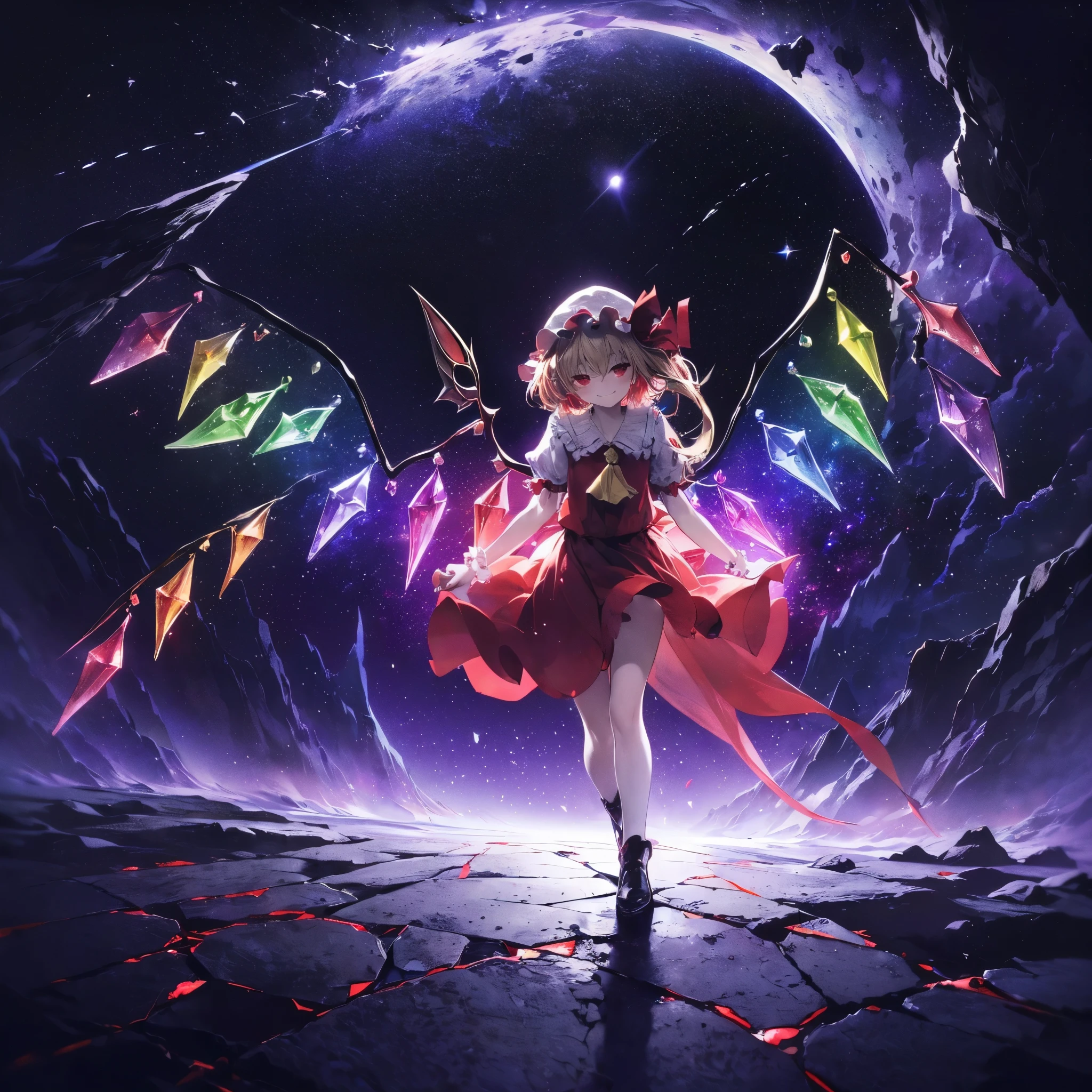 (((Fantasy　Flandre Scarlet)))　((Moonlit Night　star　smile　drop down　Catch the wind　End of the Galaxy　Broken glass　Have a black hole))　(Shining Background　Shining Edge)