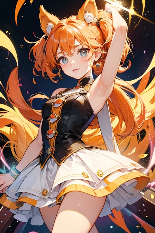 Memetchi's trademark qualities are her large sparkly eyes and springy curl, which always swirls to the right. Her eyes each have 3 eyelashes both on the top and bottom, and she had a wide mouth. Her body is orange and she has a large, round head, making her overall shape similar to a light bulb. Her arms and legs are very thin like sticks. In the original art style, they are the same color as the outlines, and in the anime, they are colored dark brown. Furthermore, her sprites and original art display her with a more yellowish tint, but her anime appearance has a more reddish tint that makes the shade of orange appear darker. SPARKLE; GLITTER
