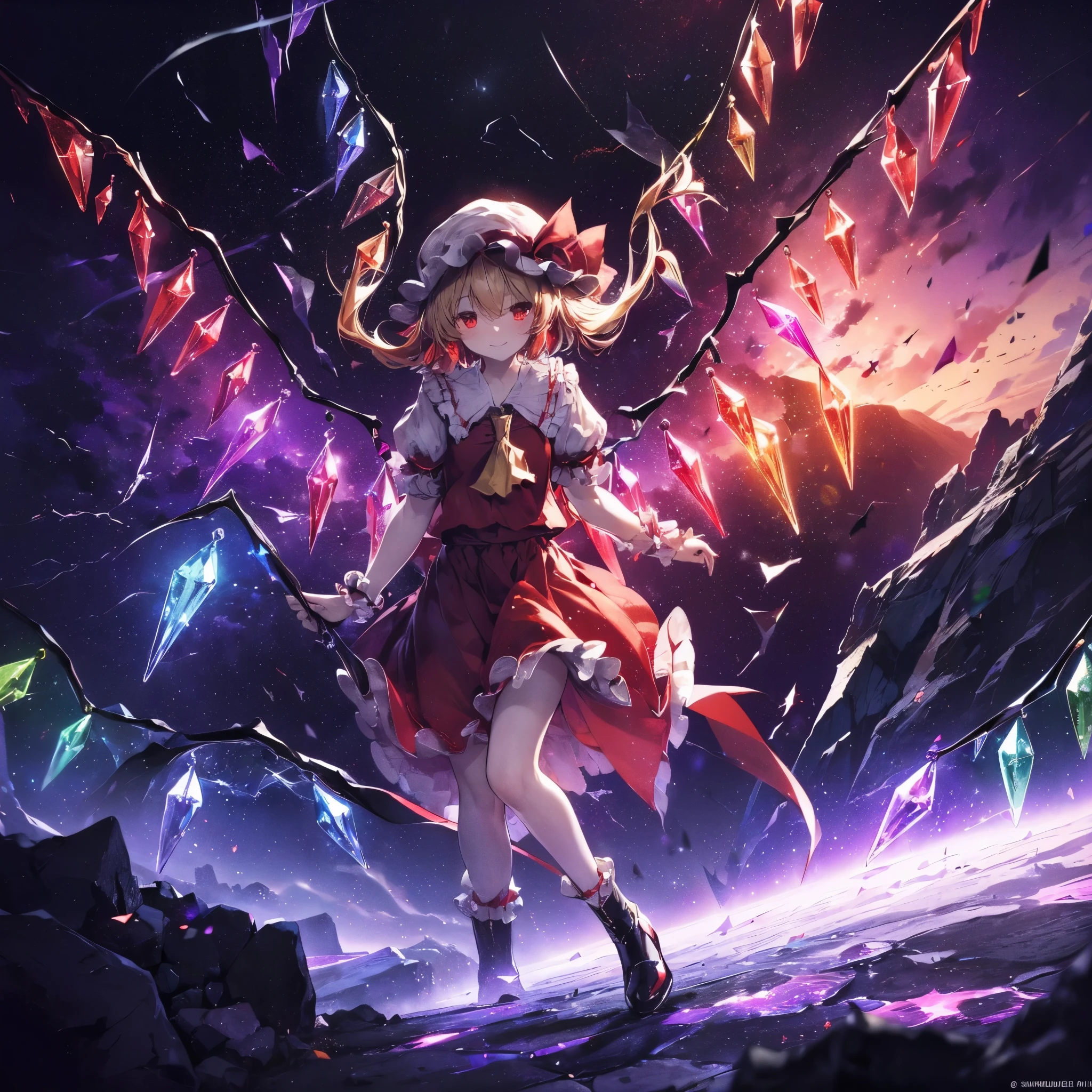 (((Fantasy　Flandre Scarlet)))　((Moonlit Night　star　smile　drop down　Catch the wind　End of the Galaxy　Broken glass　Have a black hole))　(Shining Background　Shining Edge)