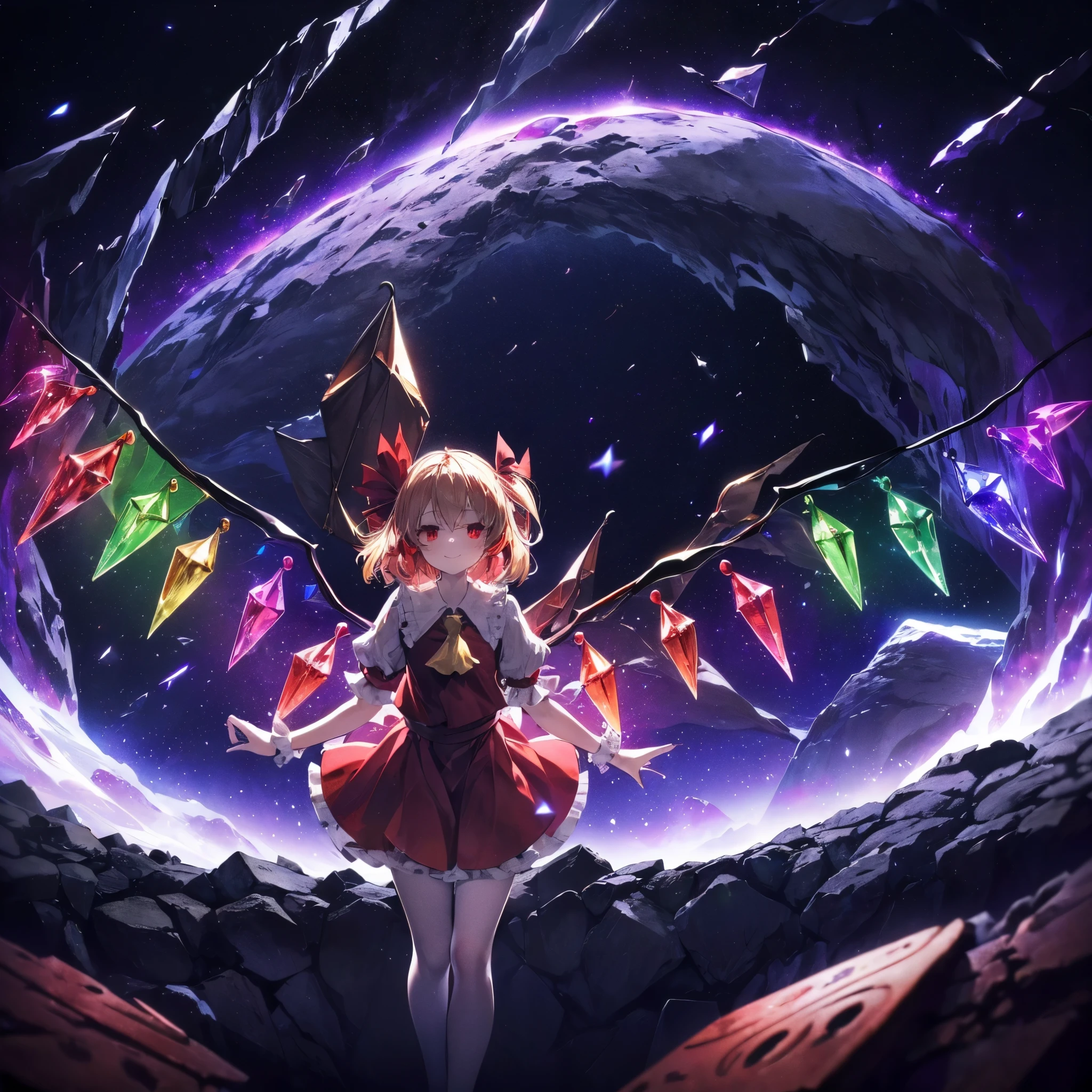 (((Fantasy　Flandre Scarlet)))　((Moonlit Night　star　smile　drop down　Catch the wind　End of the Galaxy　Broken glass　Have a black hole))　(Shining Background　Shining Edge)