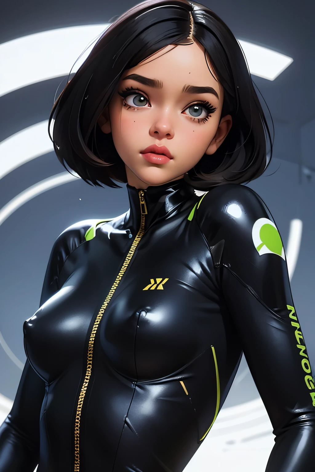 Obra de arte, melhor qualidade, 1 garota, skin tight jumpsuit, olhos perfeitos, rosto perfeito, kuvshinov, tiro de vaqueiro,