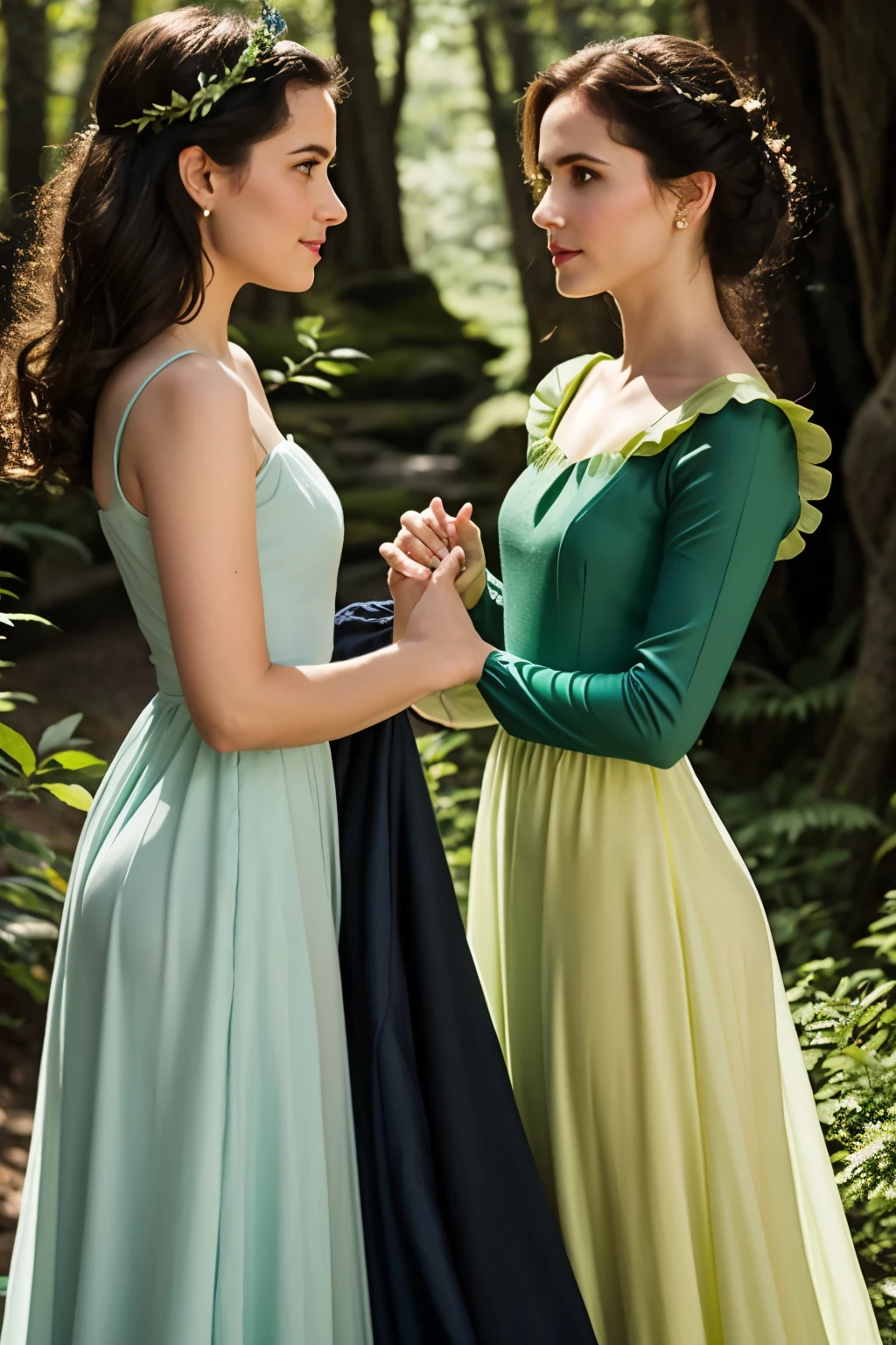  tinkerbell vestido verde claro, blanca nieves vestido amarillo con azul, cenicieunta vestido turquesa, merida vestido verde oscuro, Prince Eric, Maleficent black dress and Jasmine light and dark green dress, hazlo tipo flyer