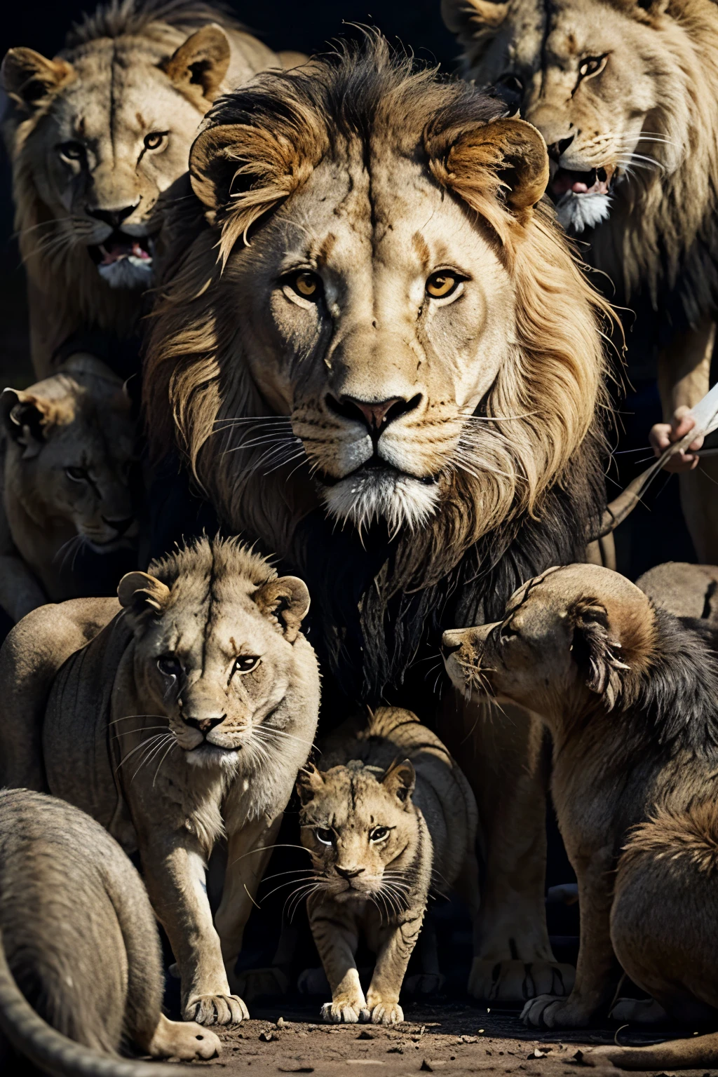 Lion defeated by a group of rats