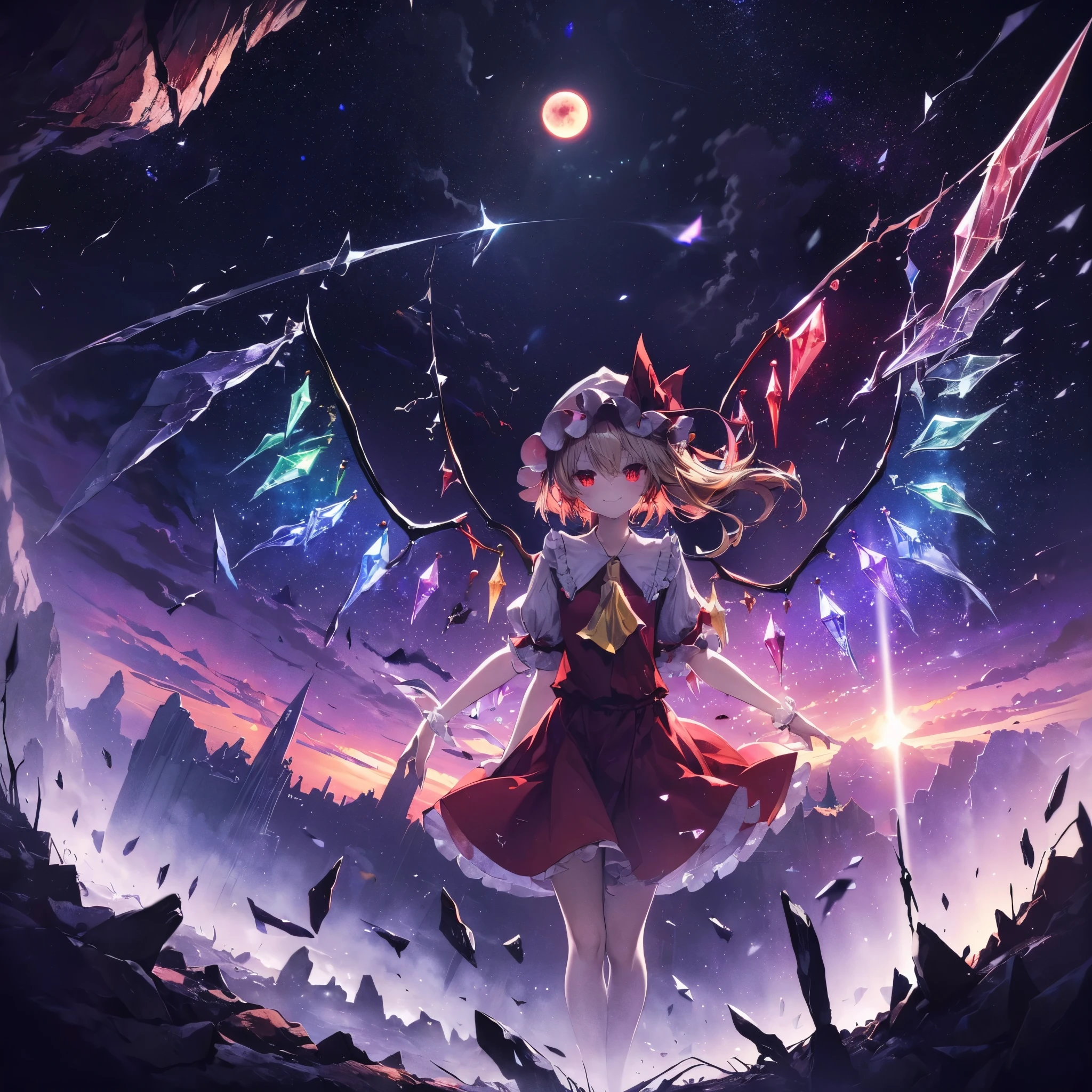 (((Fantasy　Flandre Scarlet)))　((Moonlit Night　star　smile　drop down　Catch the wind　End of the Galaxy　Broken glass　Have a black hole))　(Shining Background　Shining Edge)