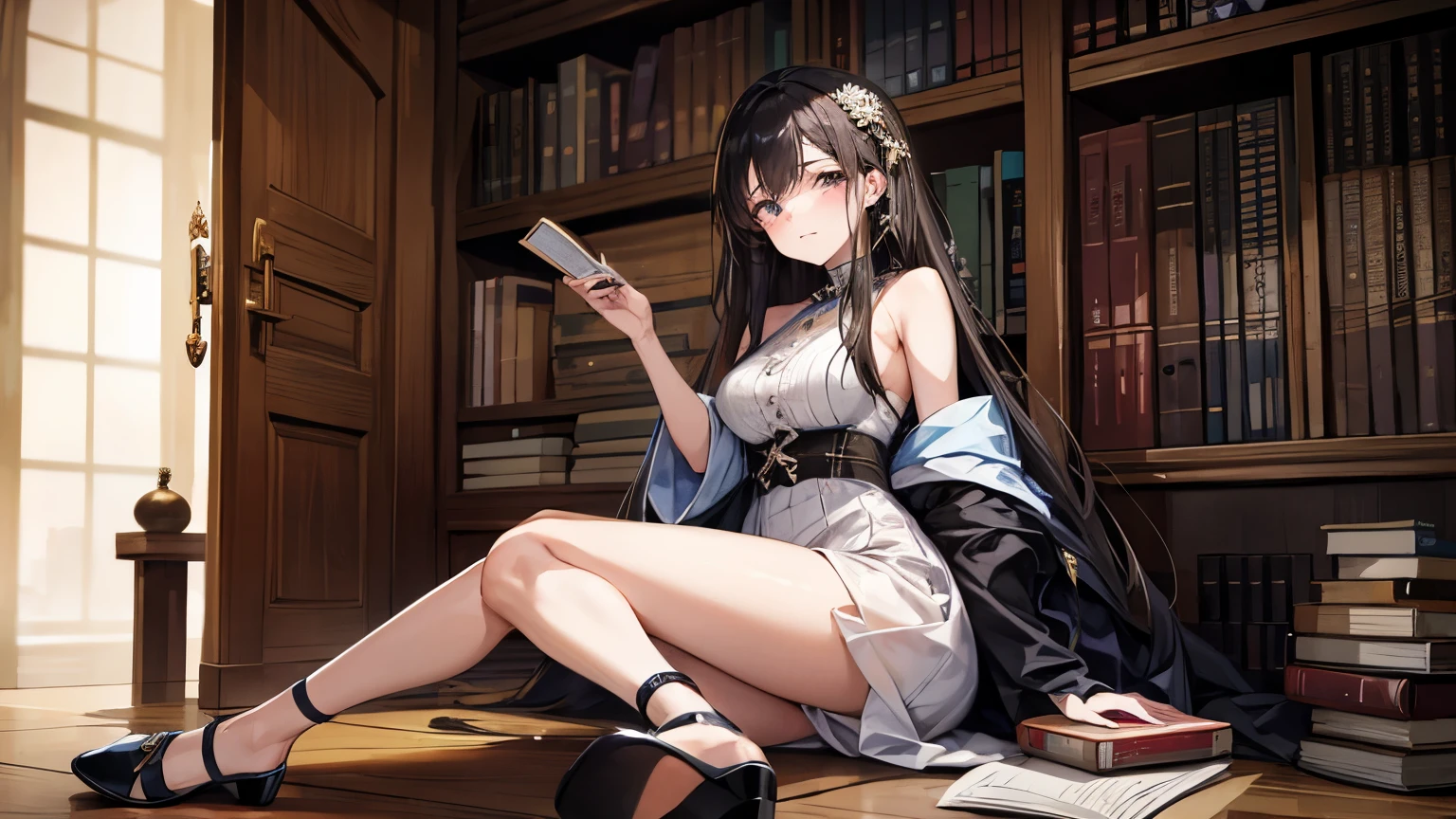She wears high heels , Look at me with moist eyes.、I approached those eyes,Owns a book