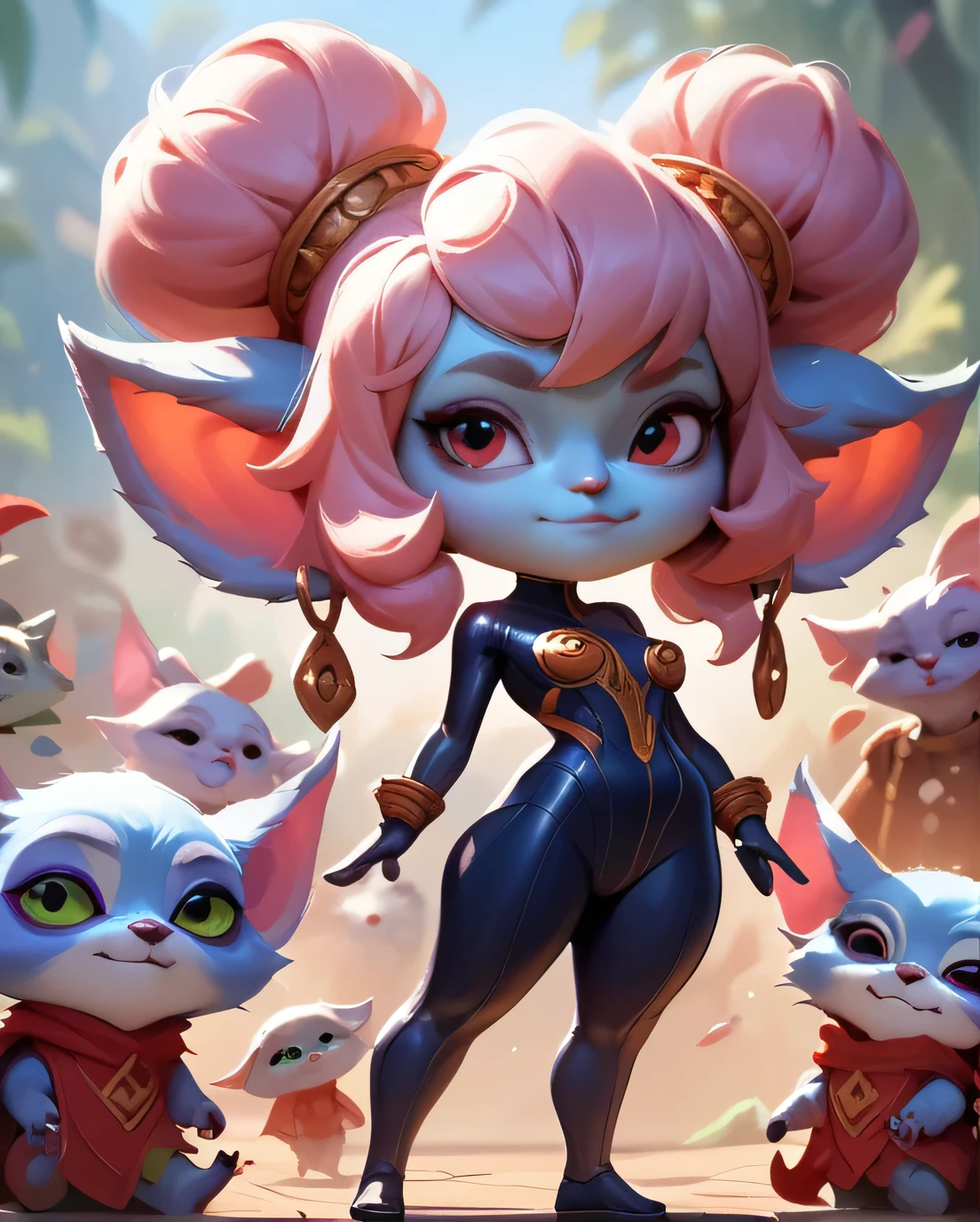 score_9, score_8_up, score_7_up, score_6_up, score_5_up, score_4_up, pink purpple yordle female, a dubious little creature getting up to mischief,cute,pretty,attrative,seminua,4yordles,aphrodite suit,slender,thin 