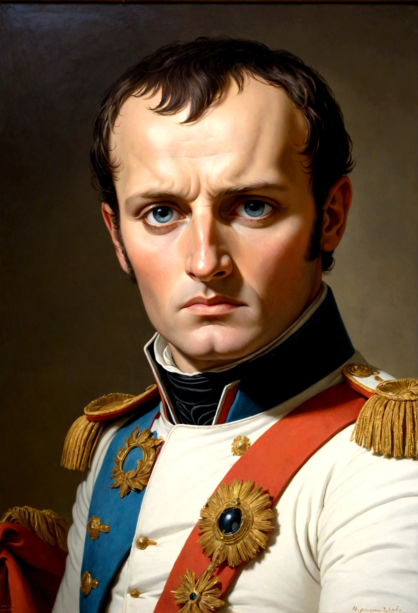 A painting of Napoleon Bonaparte with shining eyes