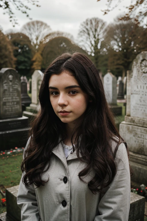 Girl pale skin curly dark hair, cementerio de londres