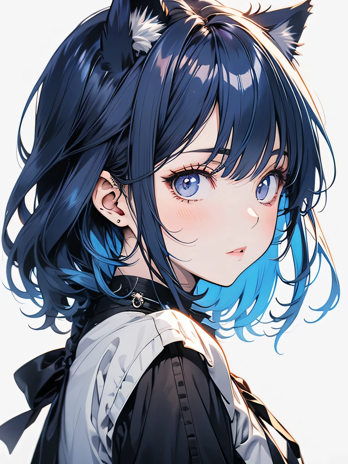 Anime girl with blue hair and cat ears, 2D Animation style, ayanami, 2D Animation, Anime Moe Art Style, by Shimo, I deny that, Anime Style 4k, Second Art, 2D Art, Anime Girl Profile, From Arknights, by Puru, No type, by Kamaguruka, Also