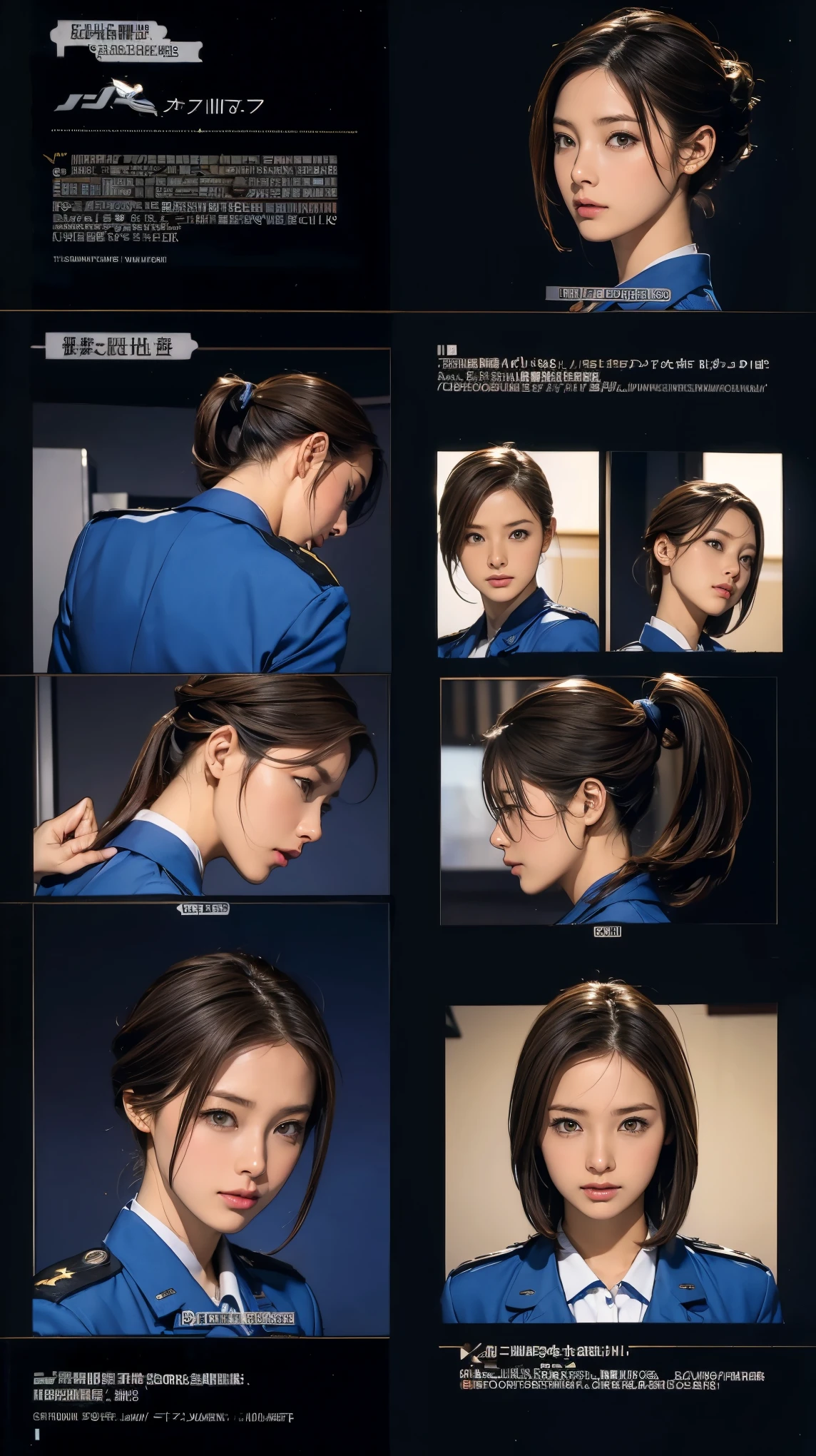 ((masterpiece)),(((highest quality))),((Reference Sheet, Character Design, front, return, ~ ~ side, Mr..々Hairstyle, Mr..々Performance, Facial Expressions)), -yeld gi Cute type, (Very slim:1.4), (Very small ass:1.4), Realistic buttocks, (Huge breasts:1.3), Short Bob, Thin thighs, Long legs, It's not a big deal, ((Air Force Pilot)), Browsing Caution