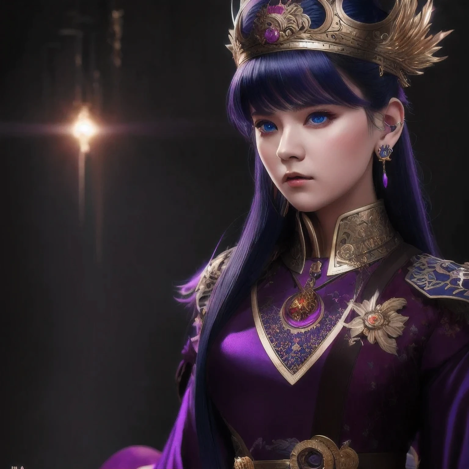 there is a 18 years old in a purple dress holding a dragon, wlop and ross tran, ross tran 8 k, fantasy art style, chengwei pan on artstation, a beautiful fantasy empress, ross tran and wlop, ruan jia and artgerm, the dragon girl portrait, ig model | artgerm, artgerm and ruan jia,beautiful
1girl
bangs
blue eyes
closed mouth
ear piercing
earrings
grey background
hair ornament
jewelry
lips
looking at viewer
military
military uniform
nose
piercing
portrait
realistic
short hair
simple background
solo
upper body