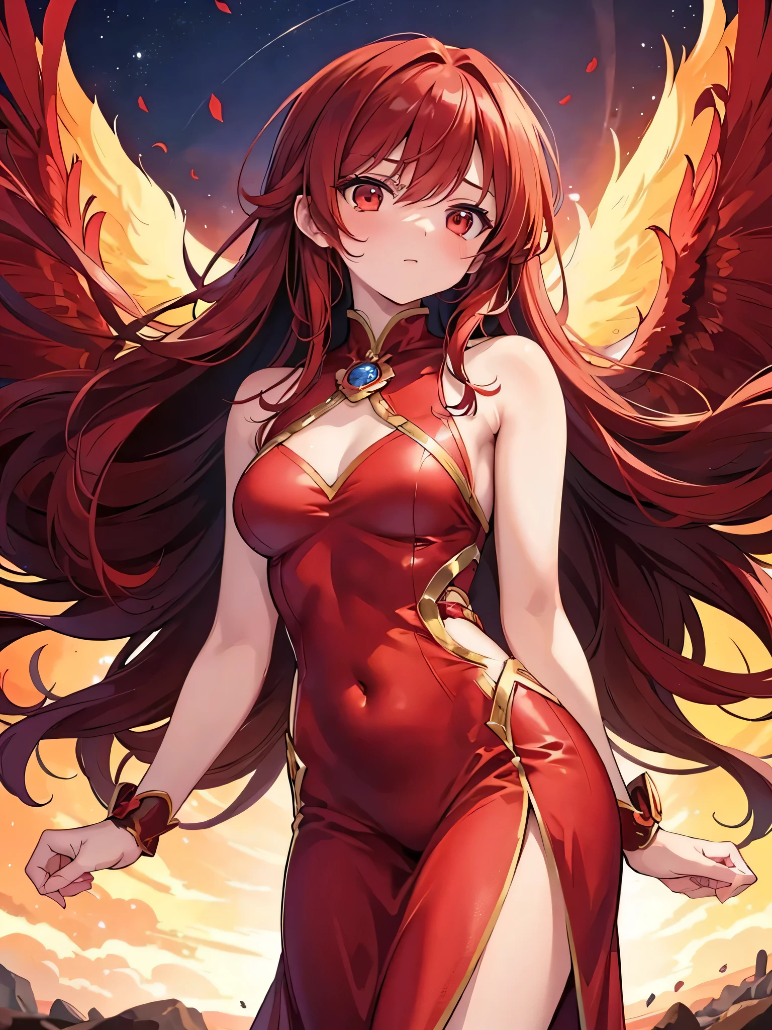 Her hands cupped in front of her chest, a blazing spider lily of flame blooming in her palms.