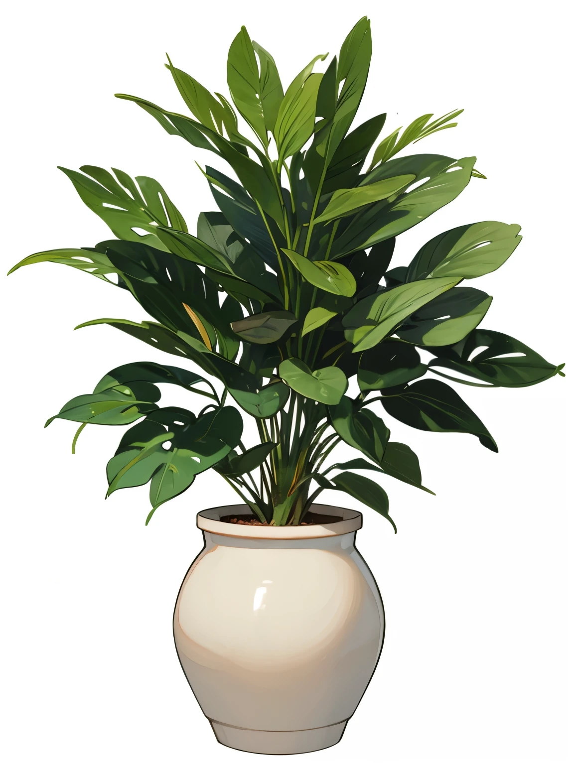 White background only、Pot、Foliage plant、(((One)))、(((No humans)))