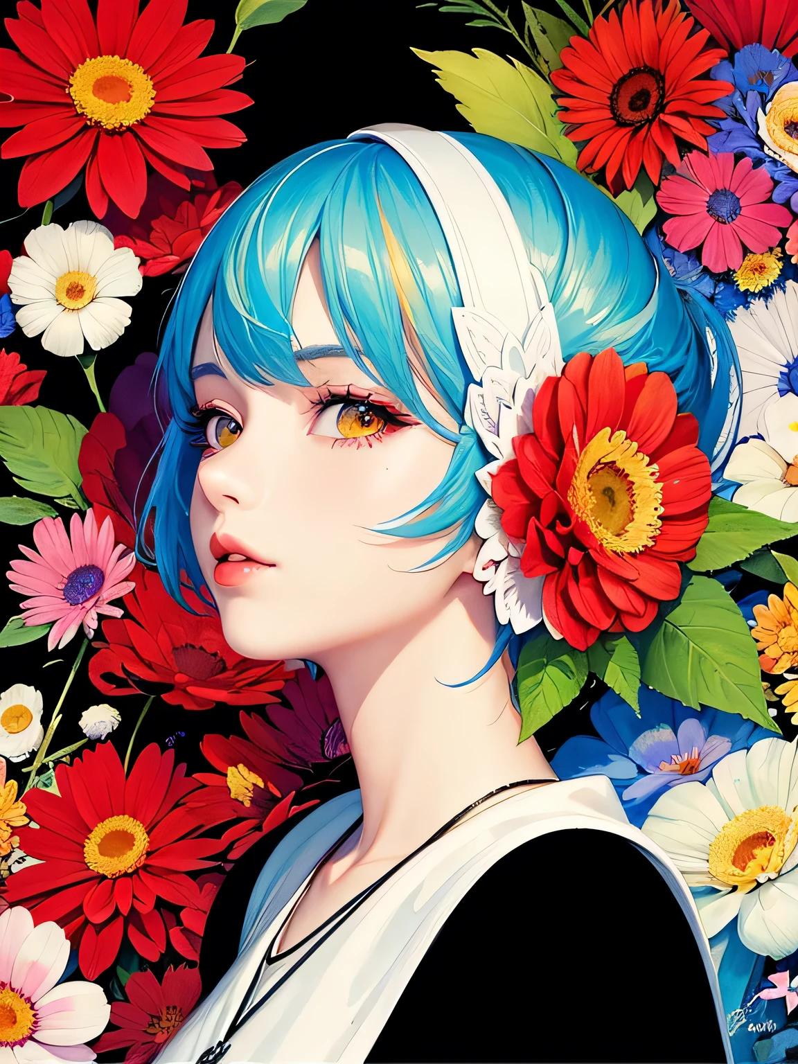 Black Star Red and White Style、(((stylish fashion))), 8K Quality、Intense watercolor, Detailed watercolor art, Watercolor splash, Surreal, avant-garde pop art, Beautiful and expressive paintings, Beautiful artwork illustration, Very colorful tones, wonderful, Cool beauty, highest quality、Official Art, Vector art, Stylish design, (((The most beautiful girl))), (((highest quality))), HDR, ((detailed)), (((Doodle Art)), ((masterpiece)), ((Super detailed)), (((Colorful flowers))),(((Stylish))),