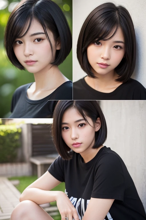 (High resolution:1.3), (16k, Photorealistic, Raw photo, Best image quality: 1.4), Japanese, (One Girl), Beautiful Face, (A vivid face), (Black-haired、short hair:1.3), Beautiful Hairstyles, Realistic eyes, Beautifully detailed eyes, (Realistic Skin), Beautiful skins, attractive, 超A high resolution, Surreal, High detail, Golden Ratio, Highly detailed cute girl,(20-year-old),  BBQ house、(Large number of guests:2.0、Detailed face、Well-formed face), ((tuck up her T-shirt))