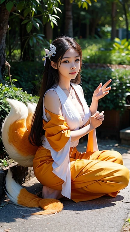 Nine-tailed fox, beautiful girl, Thailand.