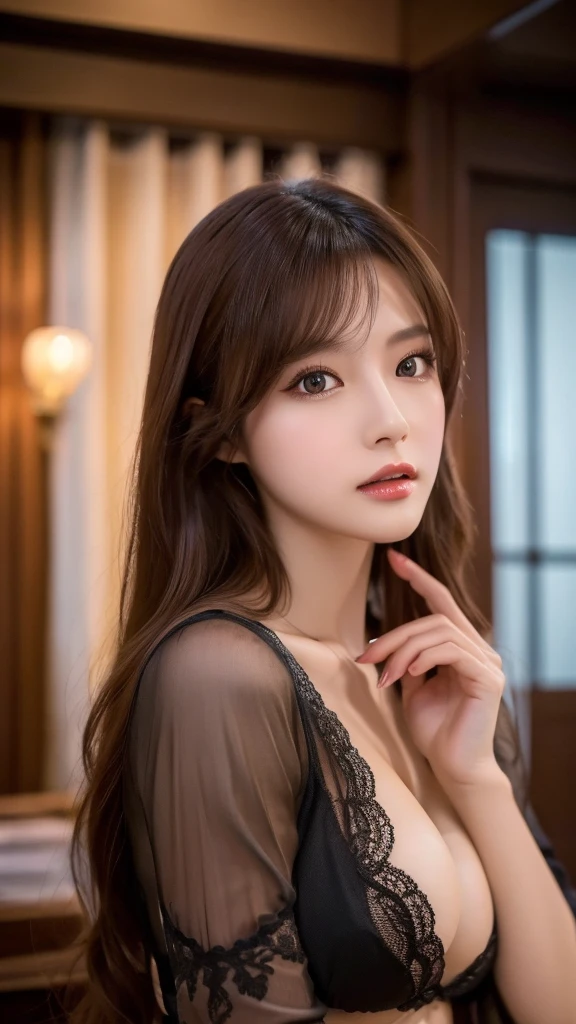 Lace Pantyhose、Written boundary depth,Real Light,Ray Tracing,OC Renderer,UE5 Renderer,Surreal,highest quality,8k,Masterpieces,Super quality,Correct Anatomy、(highest quality, 4K, Tabletop: 1.3), Beautiful woman、Surreal, 1 girl,Highly detailed face,Fine Eyes,double eyelid, (Beautiful lip detail),Sexy Face,Women of Arafe,Age 25、