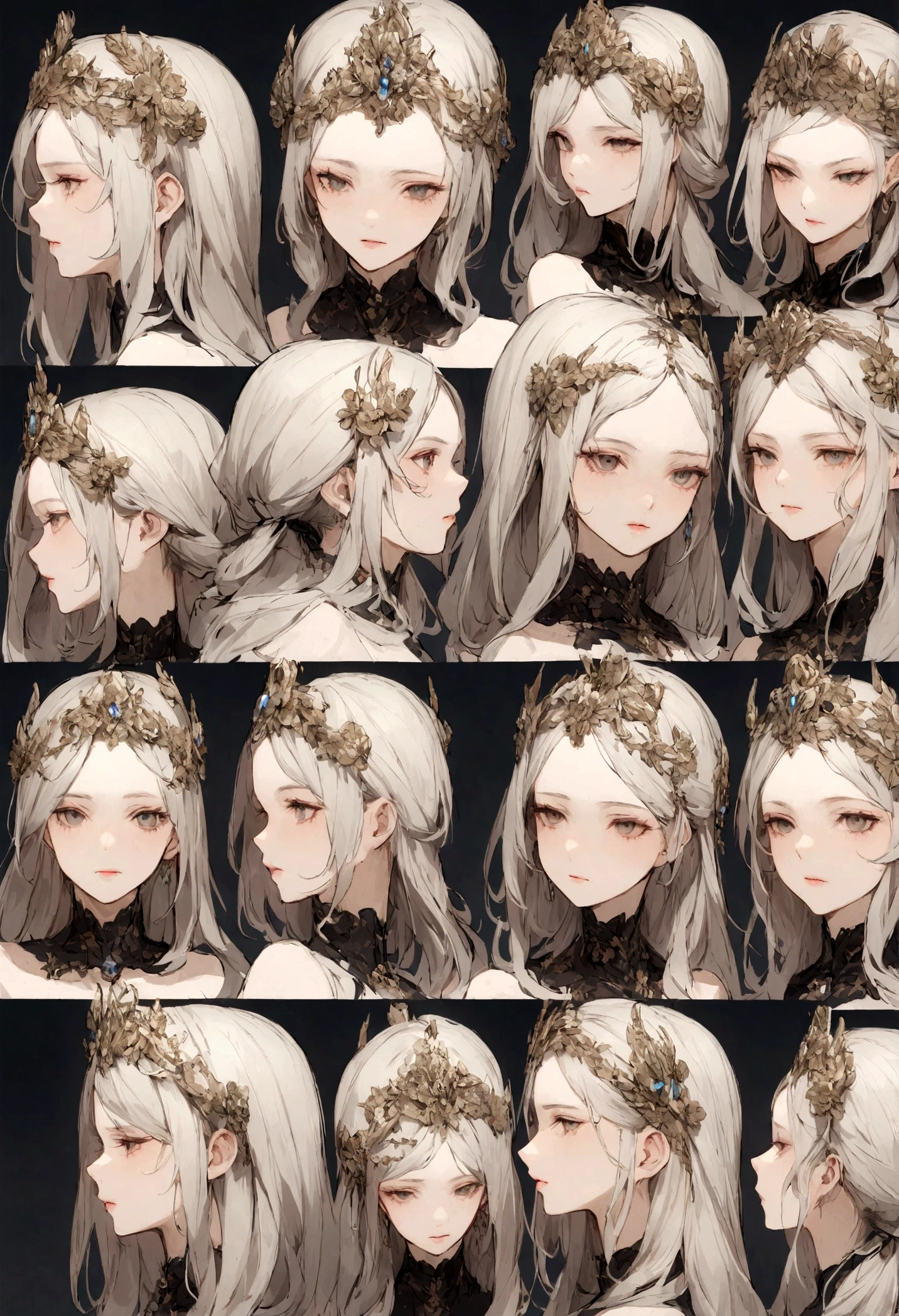create a female character in various positions