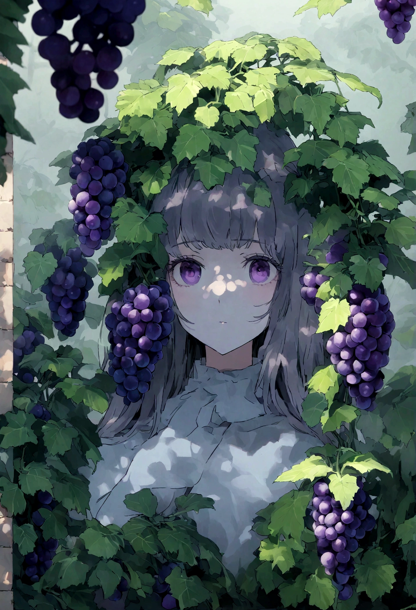 Grape, Grapeを強調、 8k, reflect, Thinking about the existence of plants, shading, Foggy, dark, , beautiful, beautiful、Humans don't exist、Grapeのみ描く