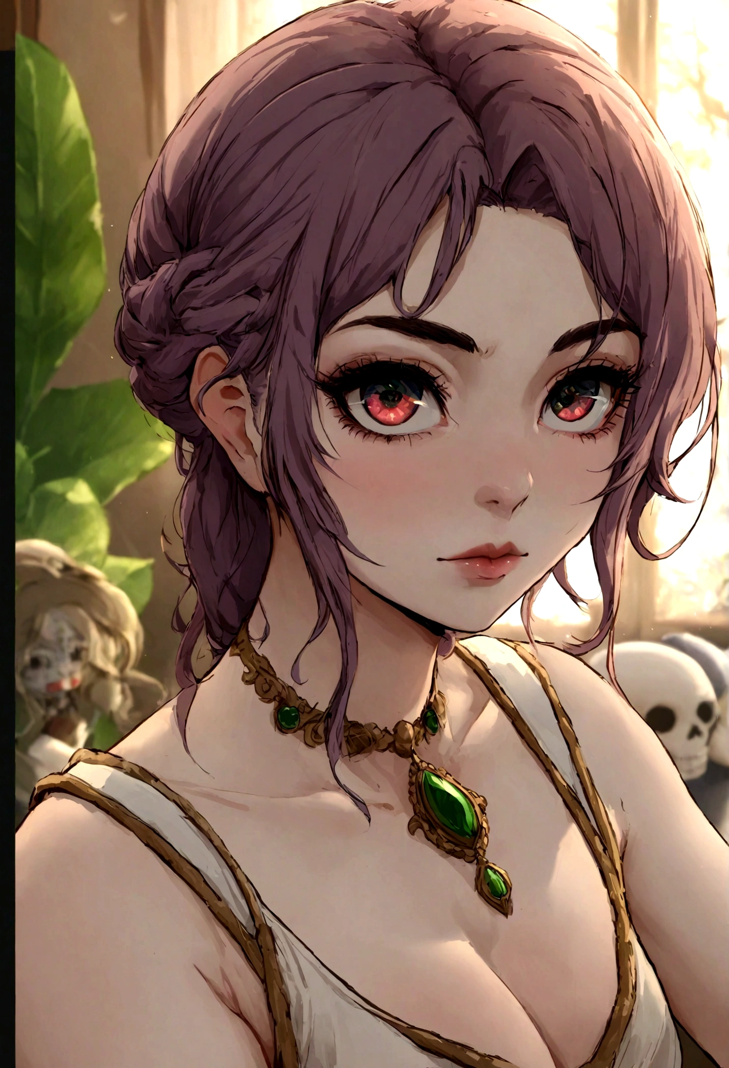 arafed woman wearing white tank top and necklace, Fille sexy aux yeux verts, Portrait de Sophie Mudd, cheveux bruns et grands yeux, Selfie d&#39;une jeune femme, yeux de la chambre, Violette Myers, Sans maquillage, Maquillage naturel, regardant directement la caméra, Comment escroquer Artgram, maquillage subtil, Superbe photo de tout le corps, yeux verts perçants\