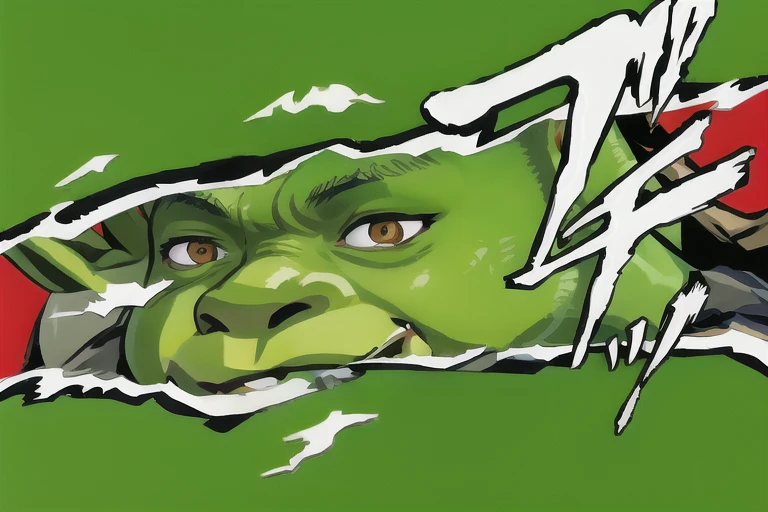 High Quality, Masterpiece, incrsperscutin, shrex, green skin, ogre, shrek, 