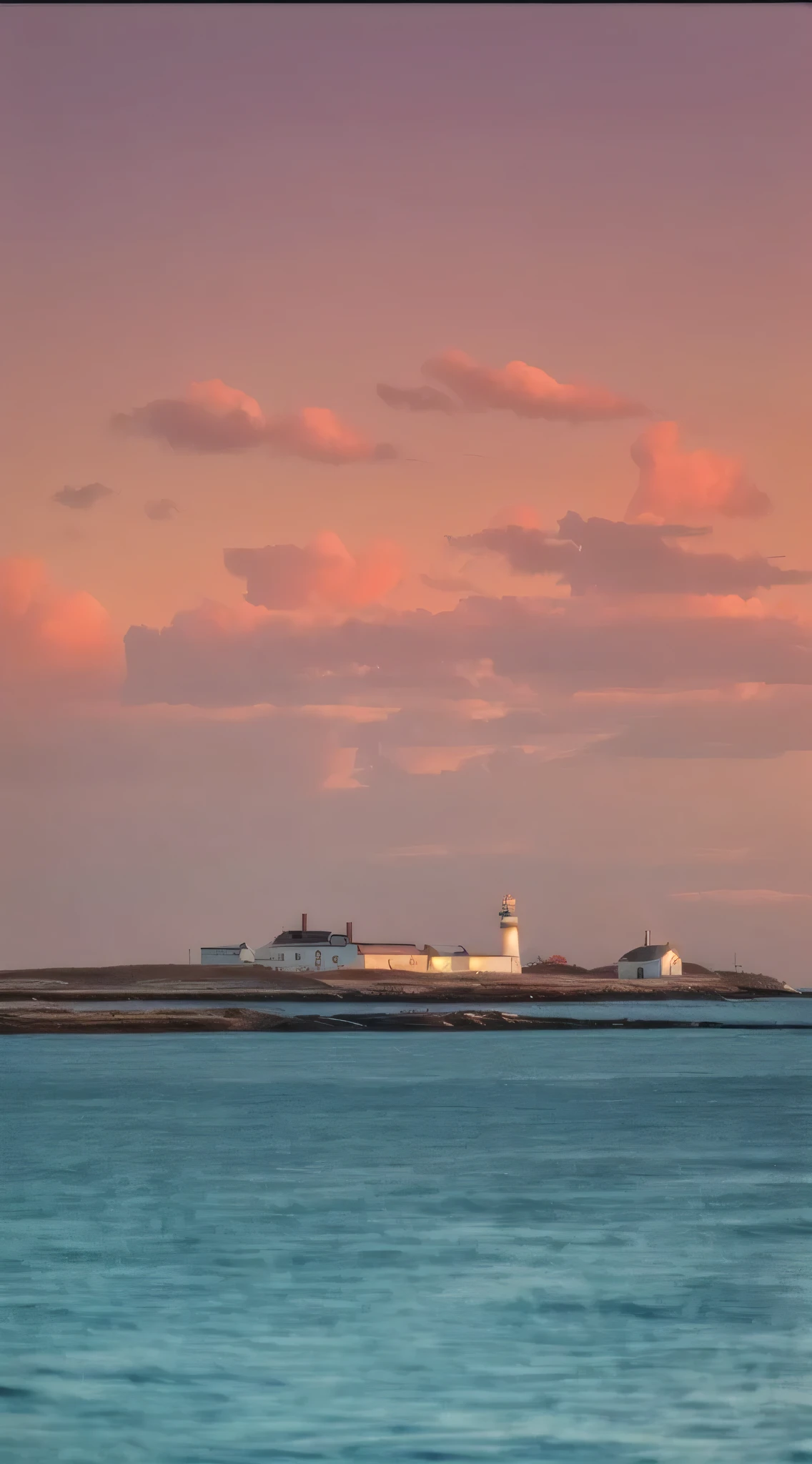 arafed lighthouse with a red sky and a pink sky, Post-processing), sigma 1/6, F2. 8 3 5 mm, f2.8 35mm, Beautiful composition, picturesque, refuge, Beautiful afternoon, pink golden hour, breathtaking composition, lighthouse, lighthouse, sunrise light, bold lighthouse in horizon, 2 0 2 2 Photos, Earlier
