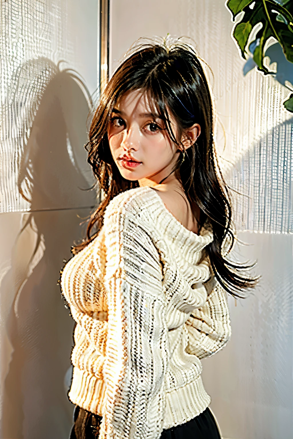 1 garota,Sweater,fundo branco,