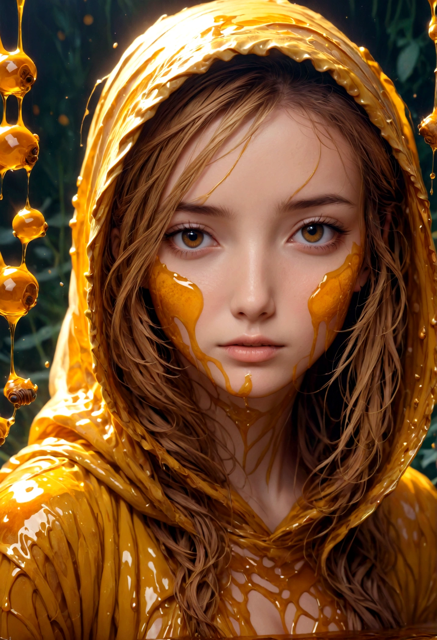 Girl covered in honey