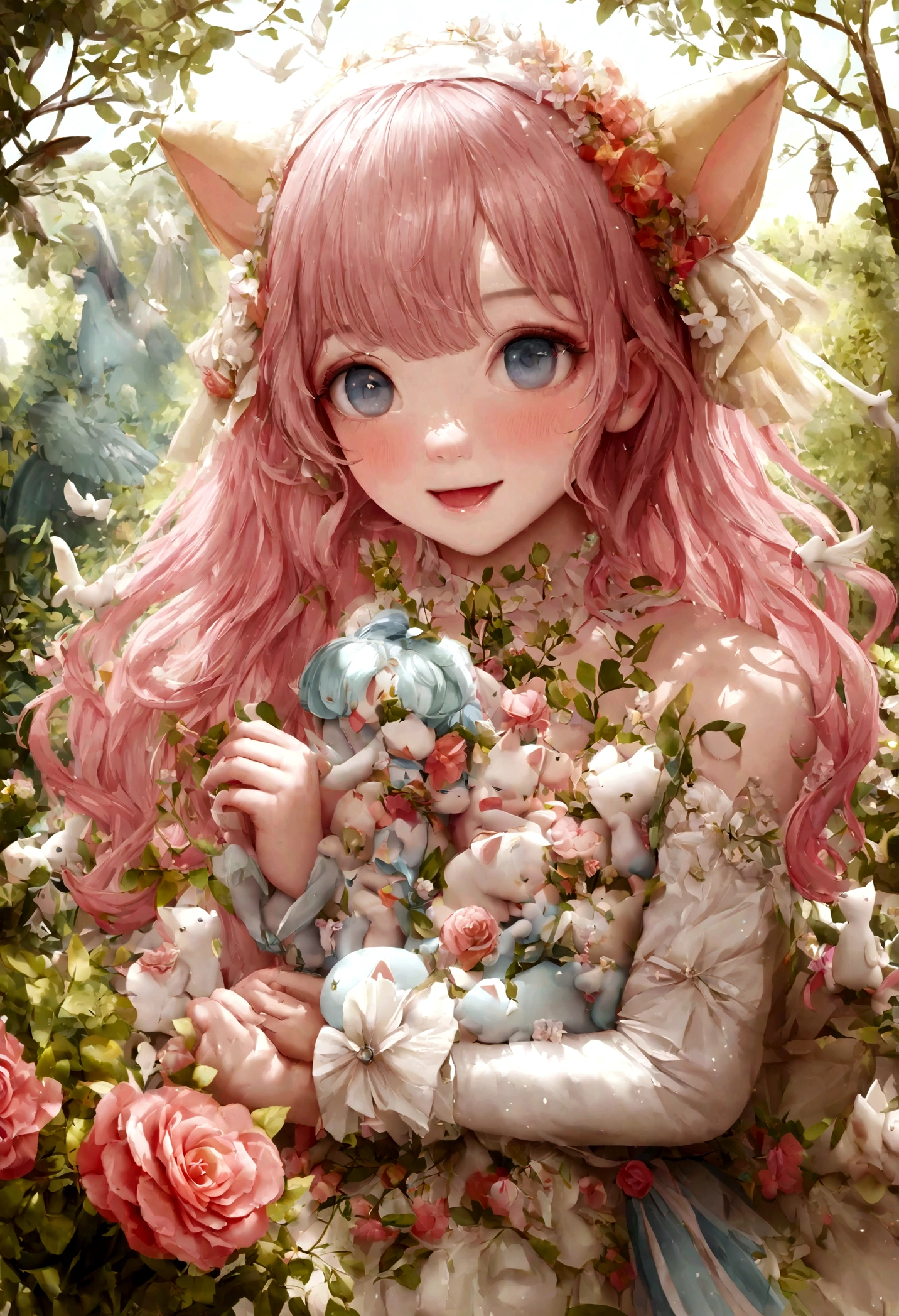 (lindo:1.1,rosa:1.1,aesthetic:1.2),whimsical fantasy land,Grande, [colores pasteles], [soft lighting], [dream atmosphere], [Nubes esponjosas], [globos de colores], [estrellas brillantes], [lush vegetation], [hongos gigantes], [Rolling Hills], [mariposas], [conejos conejos], [Laughing fairies], [Cascadas que fluyen], [Arco iris resplandeciente], [laughing girls], [contemplando el atardecer], [Luces parpadeantes], [flores delicadas], [castillo encantado], [criaturas magicas], [unicornios riendo], [birds singing], [Elefantes bailarines], [luxury tea party], [cielo lleno de dulces], [burbujas flotantes], [Deliciosos dulces], [gatitos juguetones], [Whispering trees], [magic swings], [rincones sentimentales ocultos], [piruletas gigantes], [smiling fonts], (realista,photorealista:1.37), (mejor calidad,4k,8K,high resolution,obra maestra:1.2)
