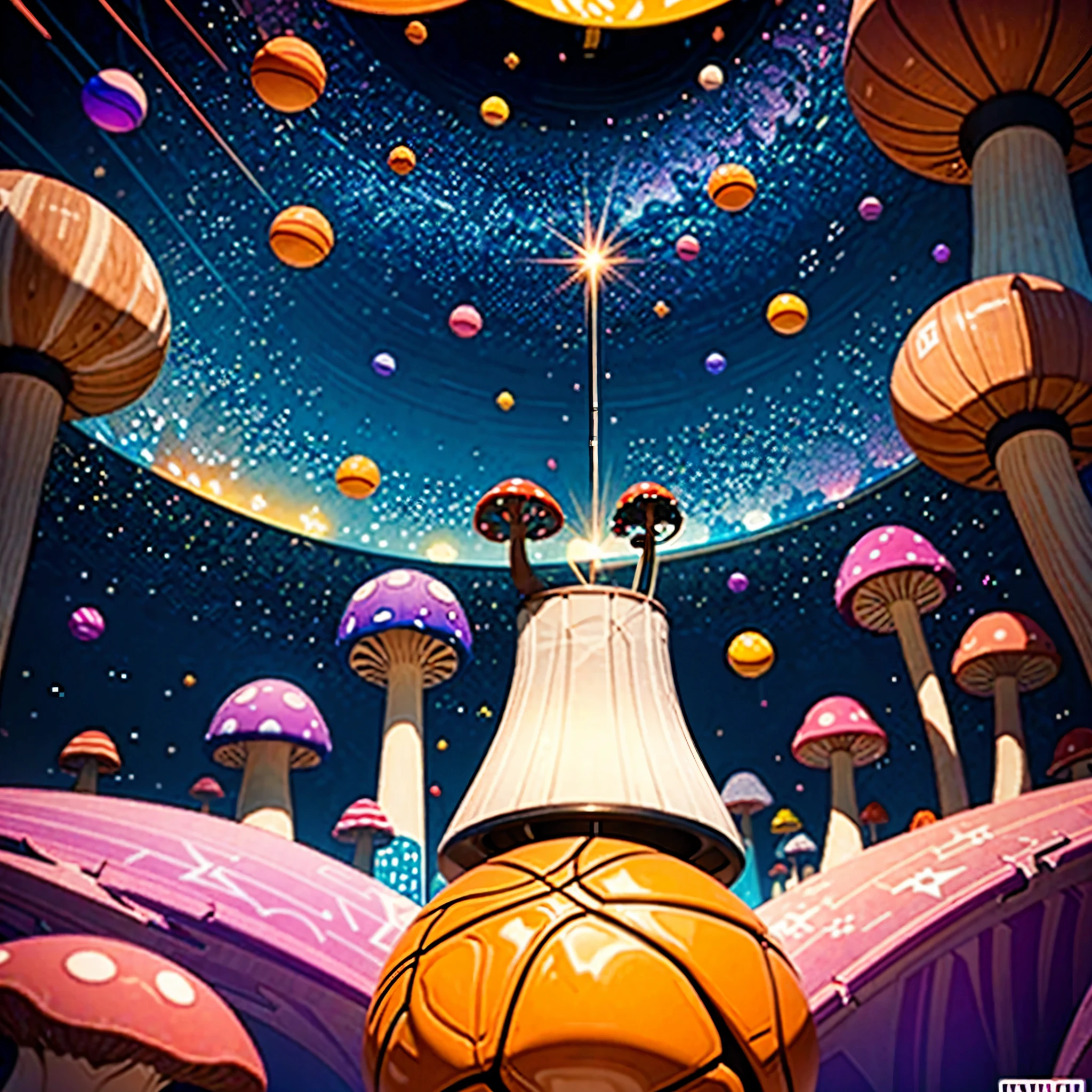 Trippy mushroom background logo for basketball team named zaza