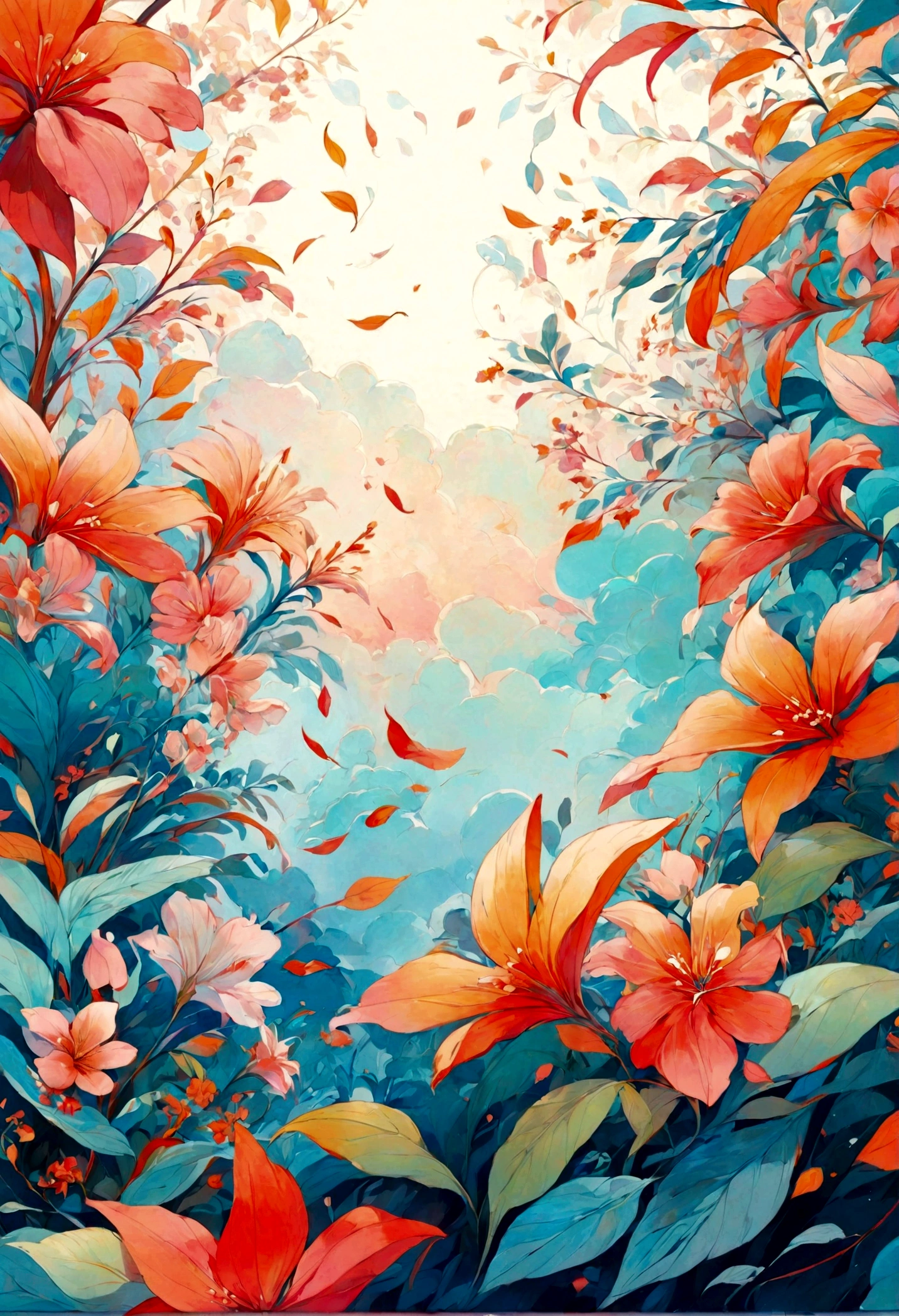 Abstract art illustrtion, flower and leaf