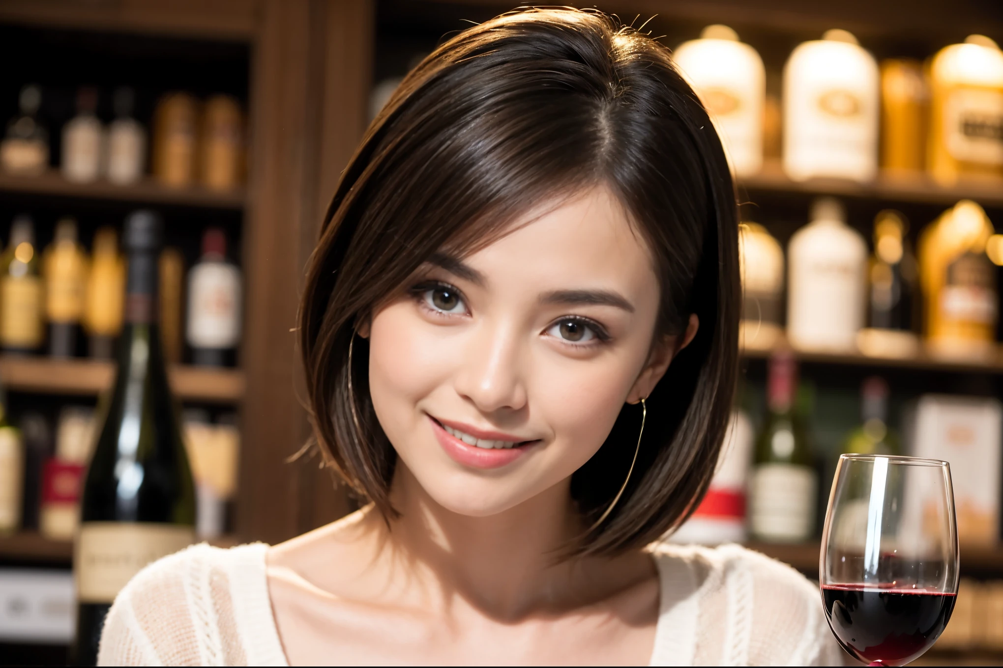 ((highest quality、8k、masterpiece:1.3))、1 male、1 woman who resembles Satomi Ishihara、Couple、Spouse、Couple、The body is slim、((Bob Hale、Straight hair:1.2)), (Realistic, Intricate details:1.2), テーブルの上のwine glass、Put the light on your face、 Amazing view of the sunset sky and clouds、Amazing mountain views、A bright smile、The wonderfulness of smile、Bright image、The beauty of wine, Beautiful Face, blue eyes, The light shines on your face, Blushing, short hair,Bright Face、 (33 years old), 39 years old, red wine 、Appetizers、Italian food、Wine bottle、Champagne、sparkling wine、Two beauties、Brown Hair、Shortcuts、Long sleeve shirt、dress、Pretty Woman 1, (slimな顔), (The body is slim), (Brown Hair), (Shortcuts), cheeks turn a little red,Attractive beauty、restaurant, In a prominent place (From the waist up) Nova Frog Style, actress, model, Upper Body, White wine, slim, wine glass, 中央に置かれたwine glass, smile, (smile: 1.15), Beautiful fine grain, Depth f/2,saturation, High Contrast, Strong light and shadow,Moist Body:1.5、3D texture、Delicate eyes、Brown Hair、The hair is very shiny、